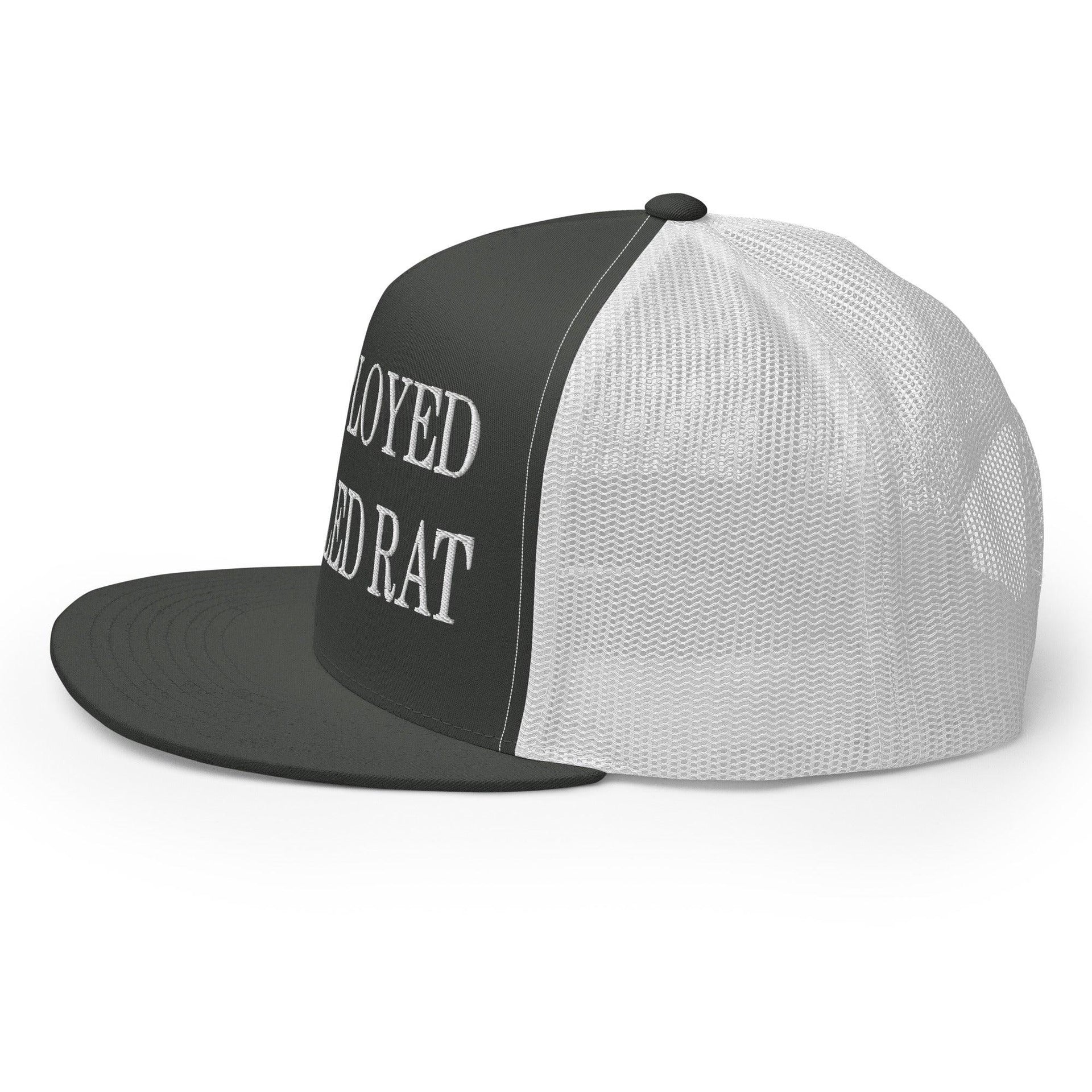 Unemployed Disabled Rat Embroidered Mesh Flat Bill Brim Trucker Hat Capital Crowns Funny Trucker Hats