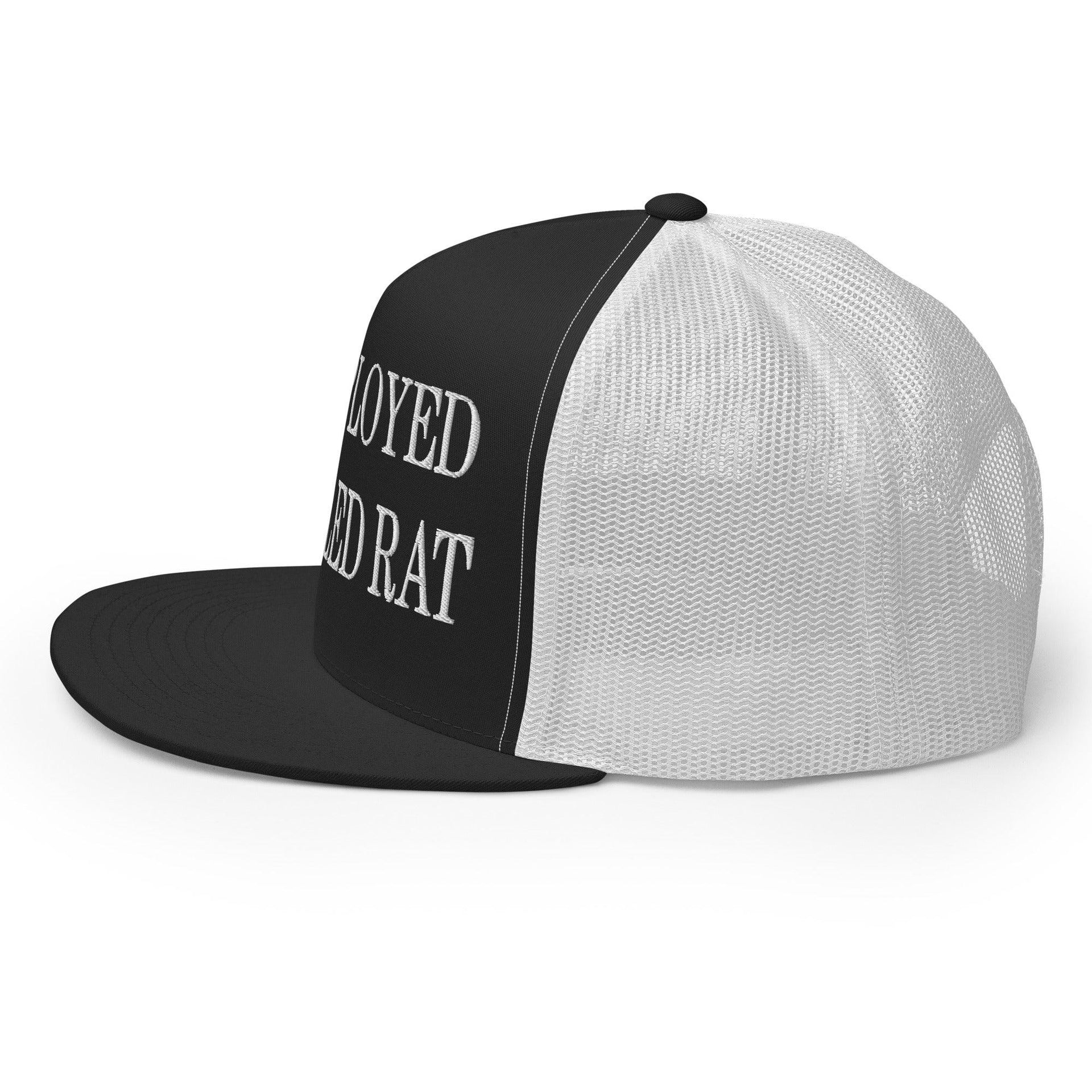 Unemployed Disabled Rat Embroidered Mesh Flat Bill Brim Trucker Hat Capital Crowns Funny Trucker Hats