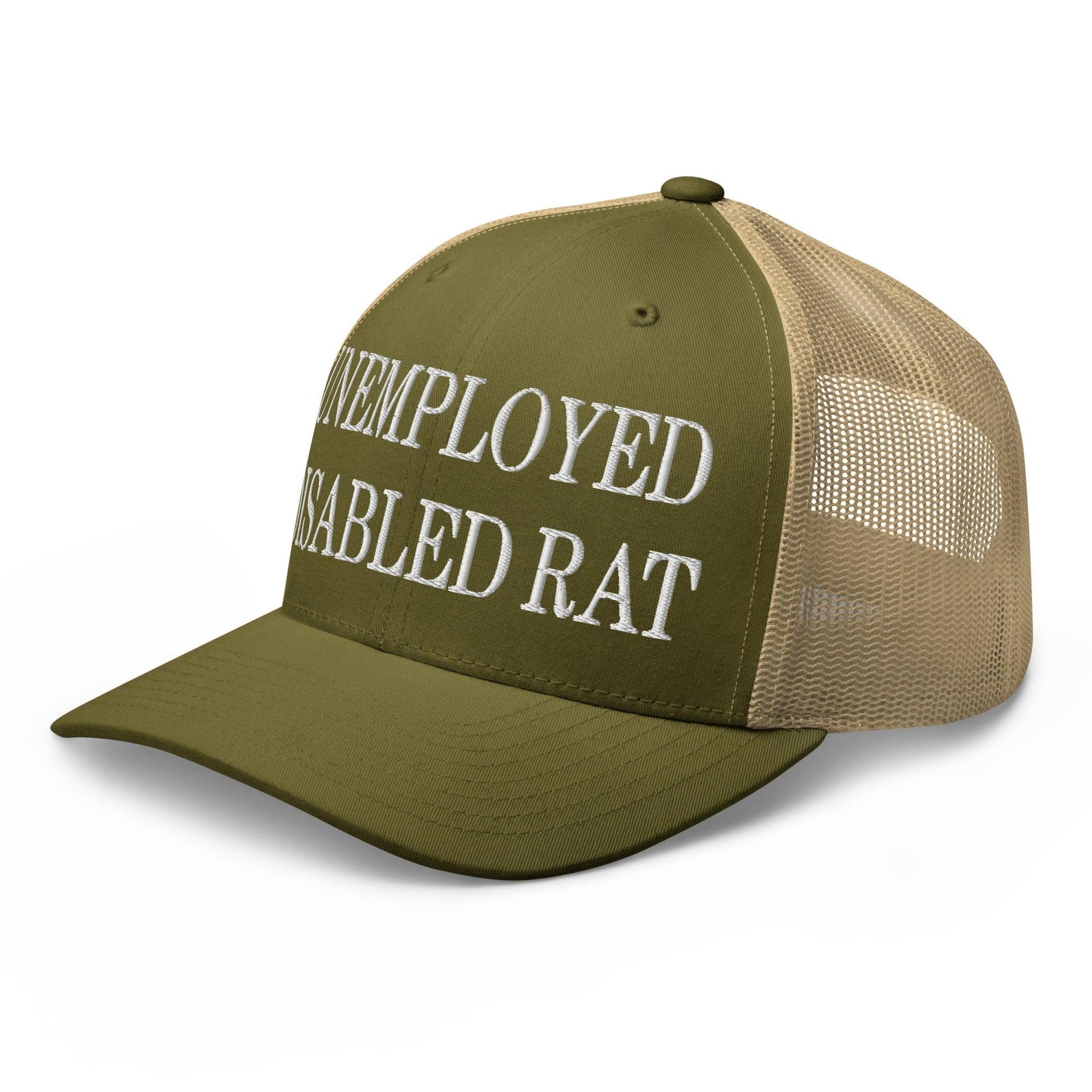 Unemployed Disabled Rat Embroidered Mesh Trucker Hat Capital Crowns Funny Trucker Hats