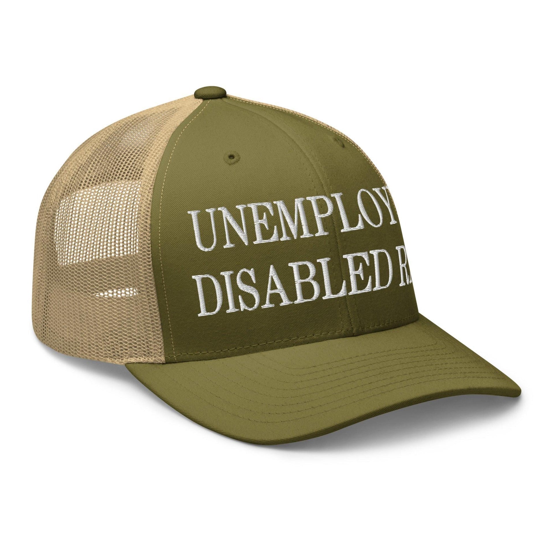 Unemployed Disabled Rat Embroidered Mesh Trucker Hat Capital Crowns Funny Trucker Hats