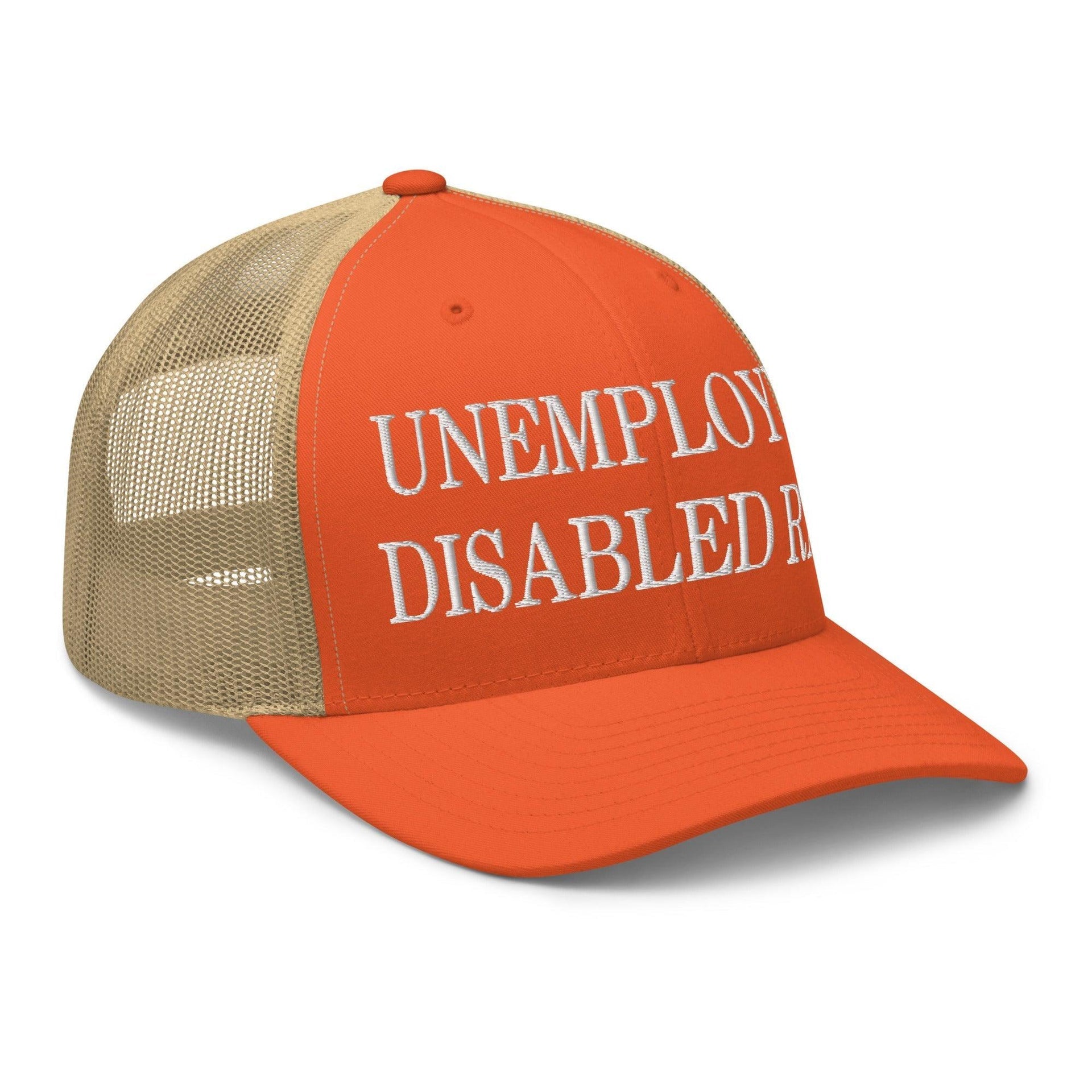 Unemployed Disabled Rat Embroidered Mesh Trucker Hat Capital Crowns Funny Trucker Hats