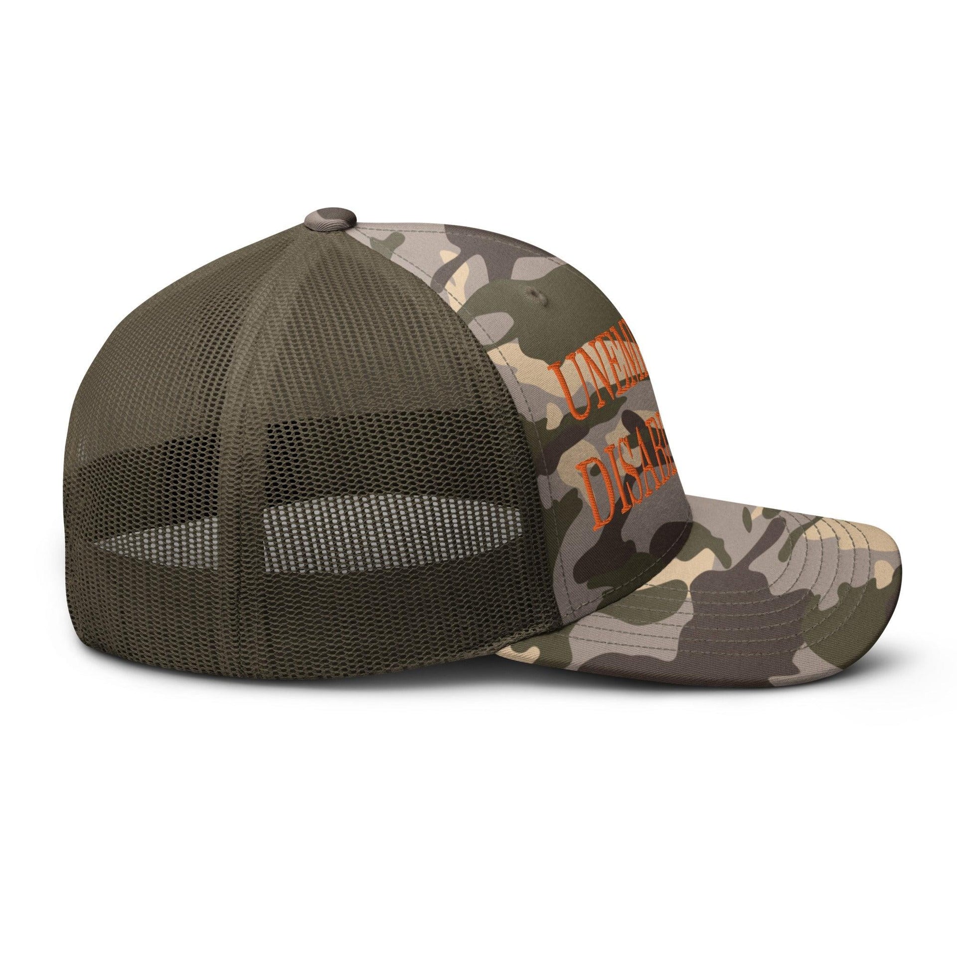 Unemployed Disabled Rat Embroidered Orange Camo Trucker Hat Capital Crowns Funny Orange Camo Trucker Hats