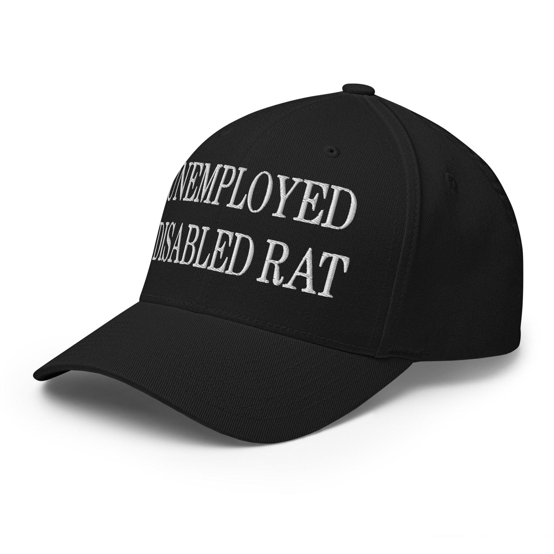 Unemployed Disabled Rat Embroidered Stretch Fit Baseball Hat Capital Crowns Funny Stretch Fit