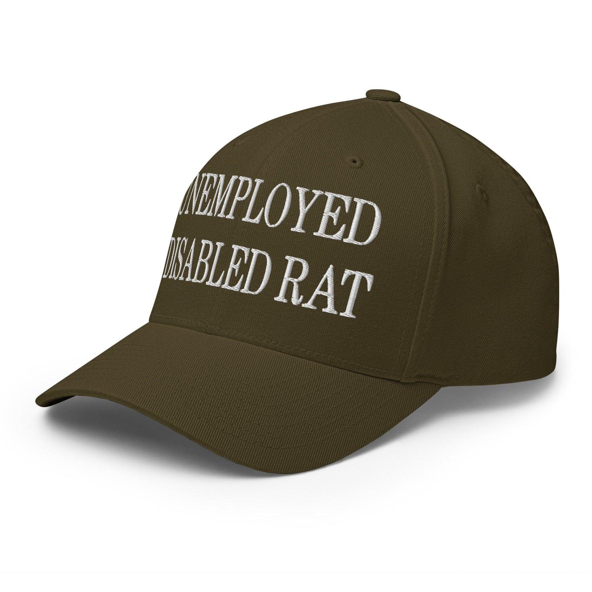 Unemployed Disabled Rat Embroidered Stretch Fit Baseball Hat Capital Crowns Funny Stretch Fit