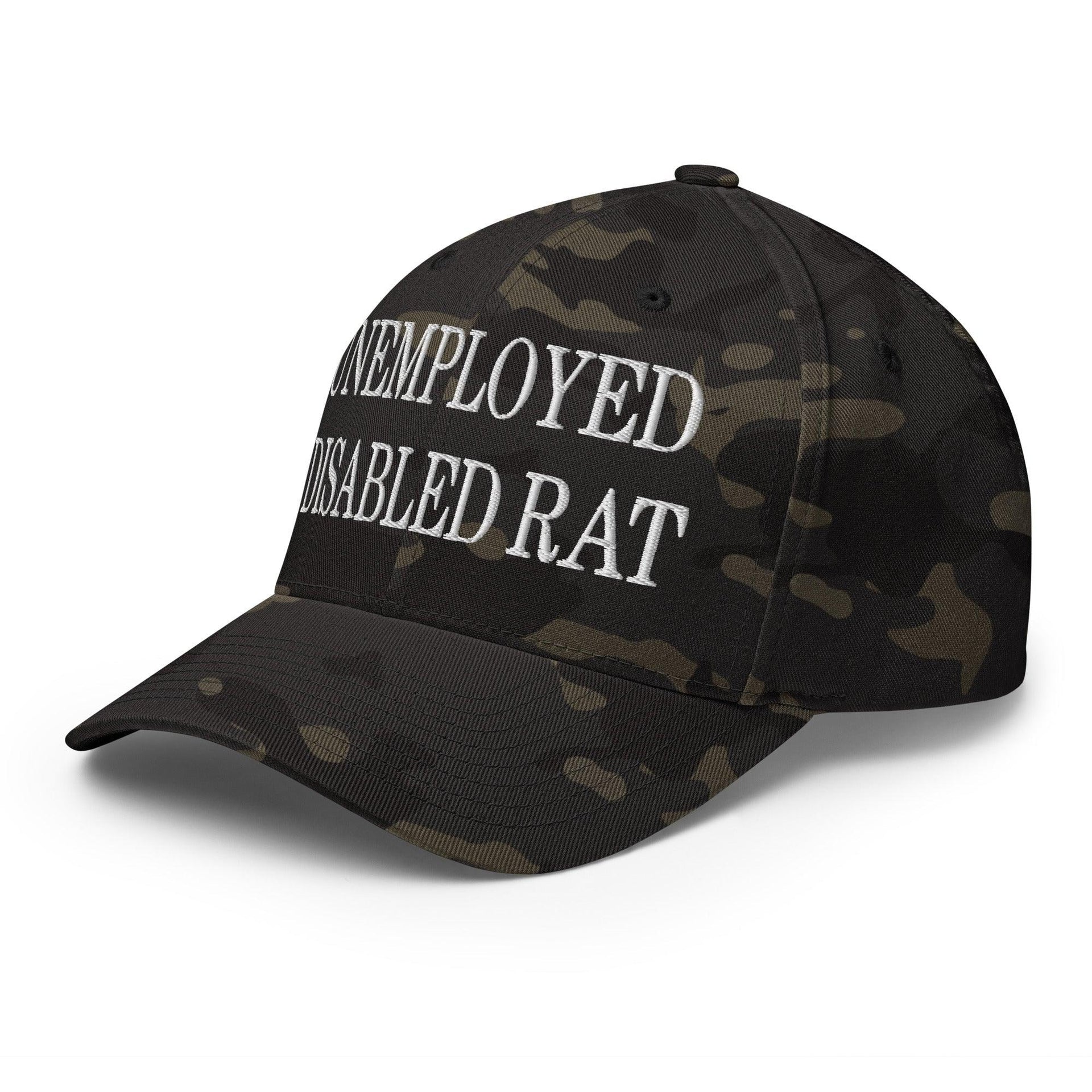 Unemployed Disabled Rat Embroidered Stretch Fit Baseball Hat Capital Crowns Funny Stretch Fit