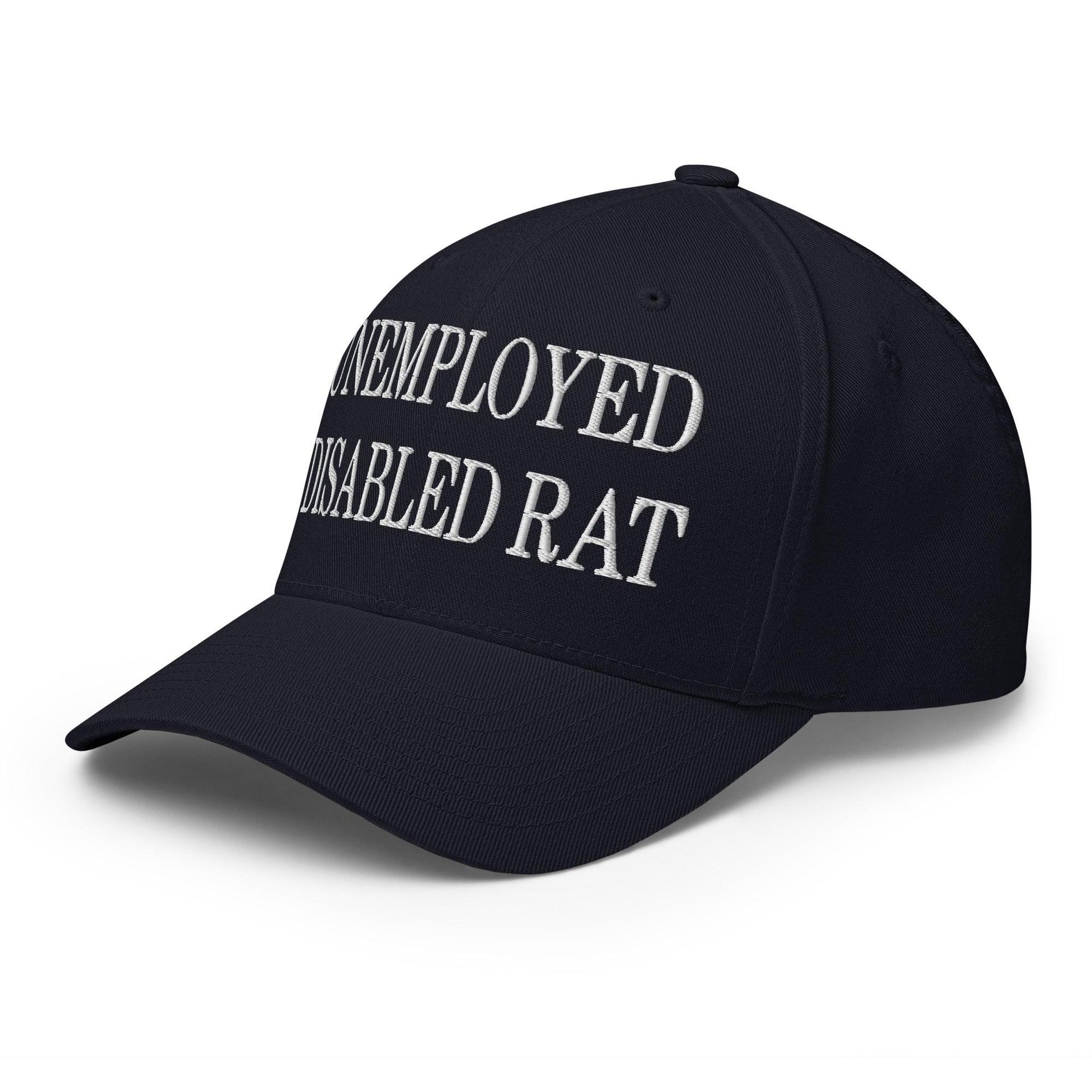 Unemployed Disabled Rat Embroidered Stretch Fit Baseball Hat Capital Crowns Funny Stretch Fit