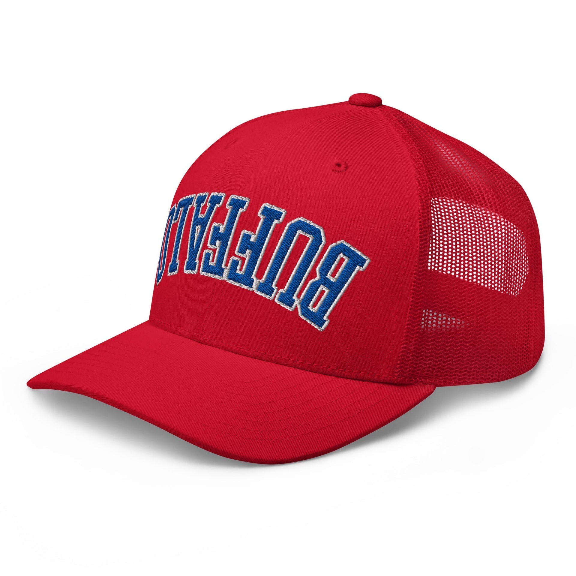 Upside Down Buffalo Football Embroidered Retro Mesh Trucker Hat Buffalo Capital Crowns NY Trucker Hats
