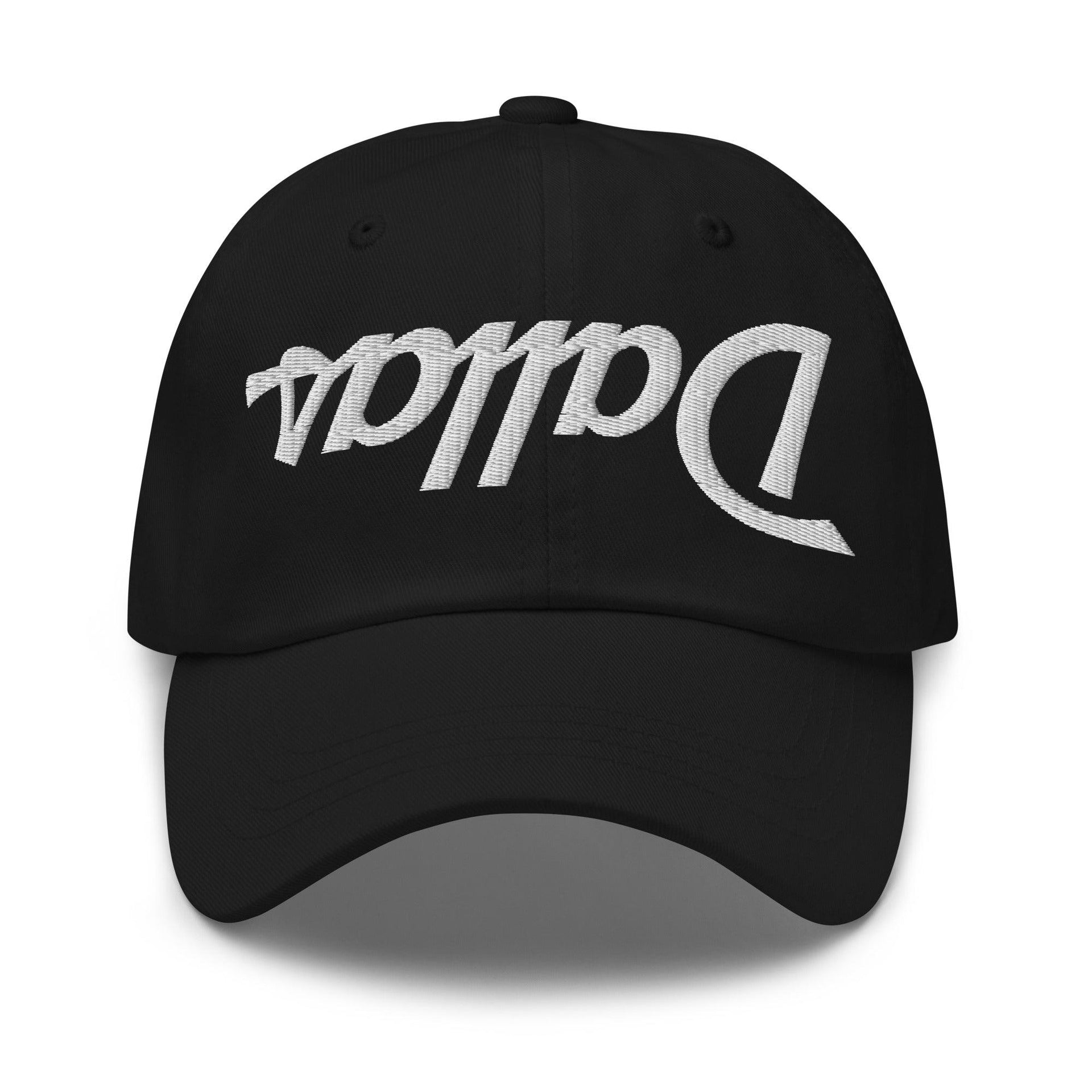 Upside Down Dallas Vintage Sports Script Embroidered Dad Hat Black Capital Crowns Dad Hats Dallas TX