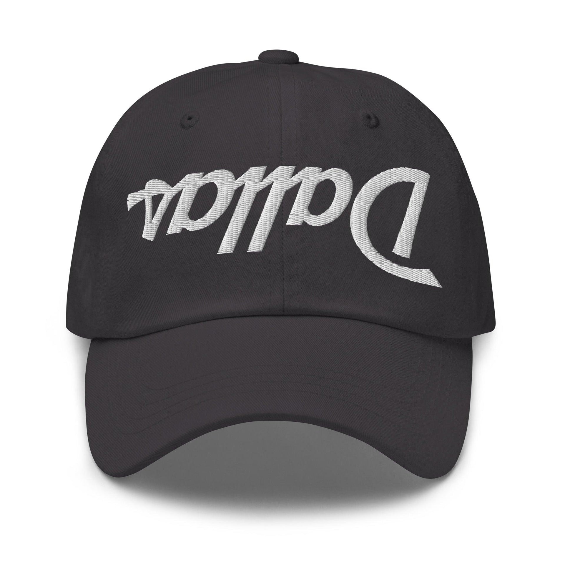 Upside Down Dallas Vintage Sports Script Embroidered Dad Hat Dark Grey Capital Crowns Dad Hats Dallas TX