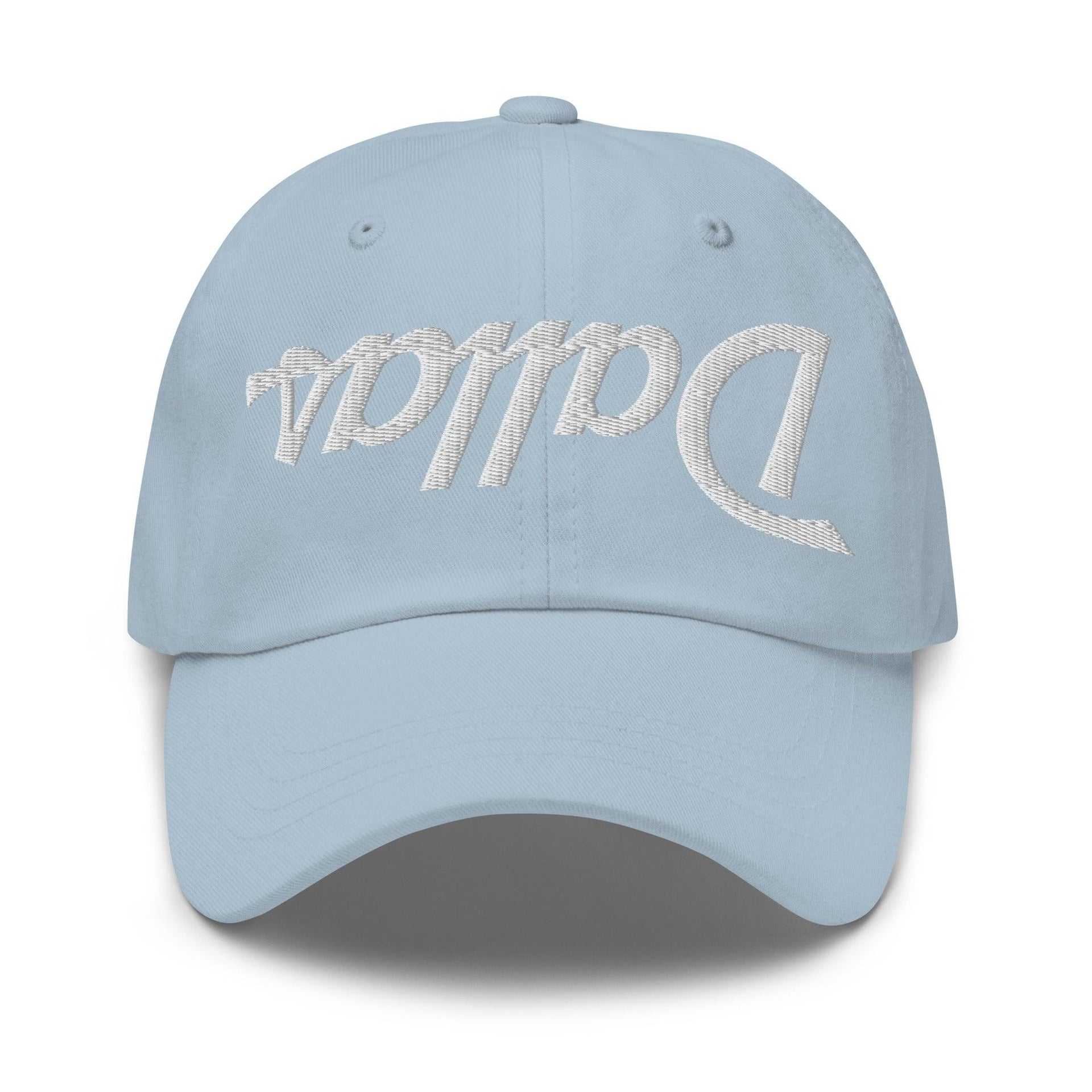 Upside Down Dallas Vintage Sports Script Embroidered Dad Hat Light Blue Capital Crowns Dad Hats Dallas TX
