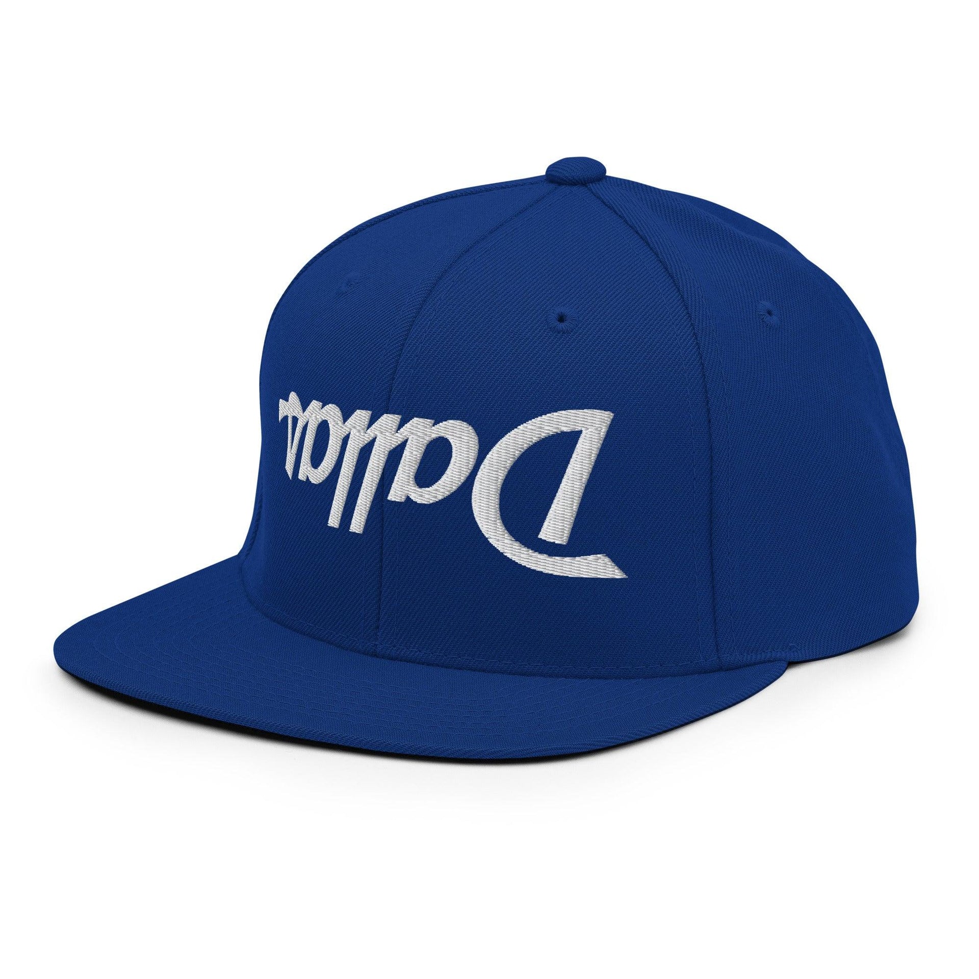 Upside Down Dallas Vintage Sports Script Flat Bill Brim Snapback Hat Capital Crowns Dallas Snapback Hats TX