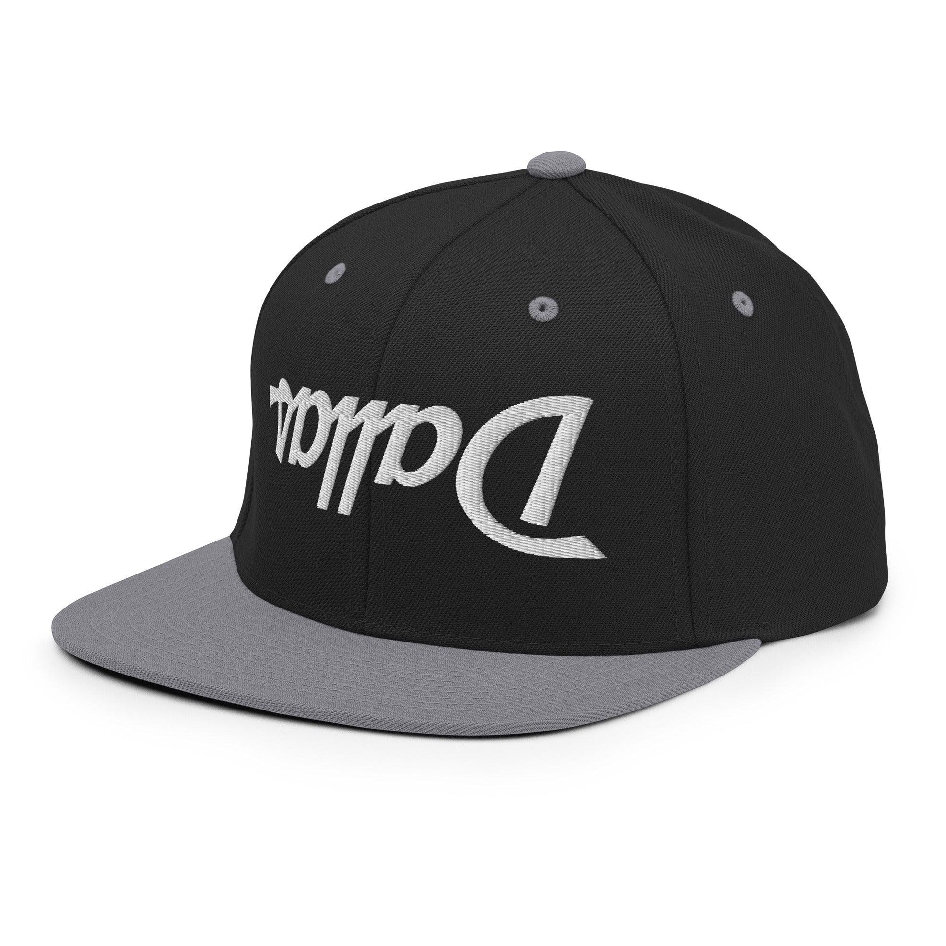 Upside Down Dallas Vintage Sports Script Flat Bill Brim Snapback Hat Capital Crowns Dallas Snapback Hats TX
