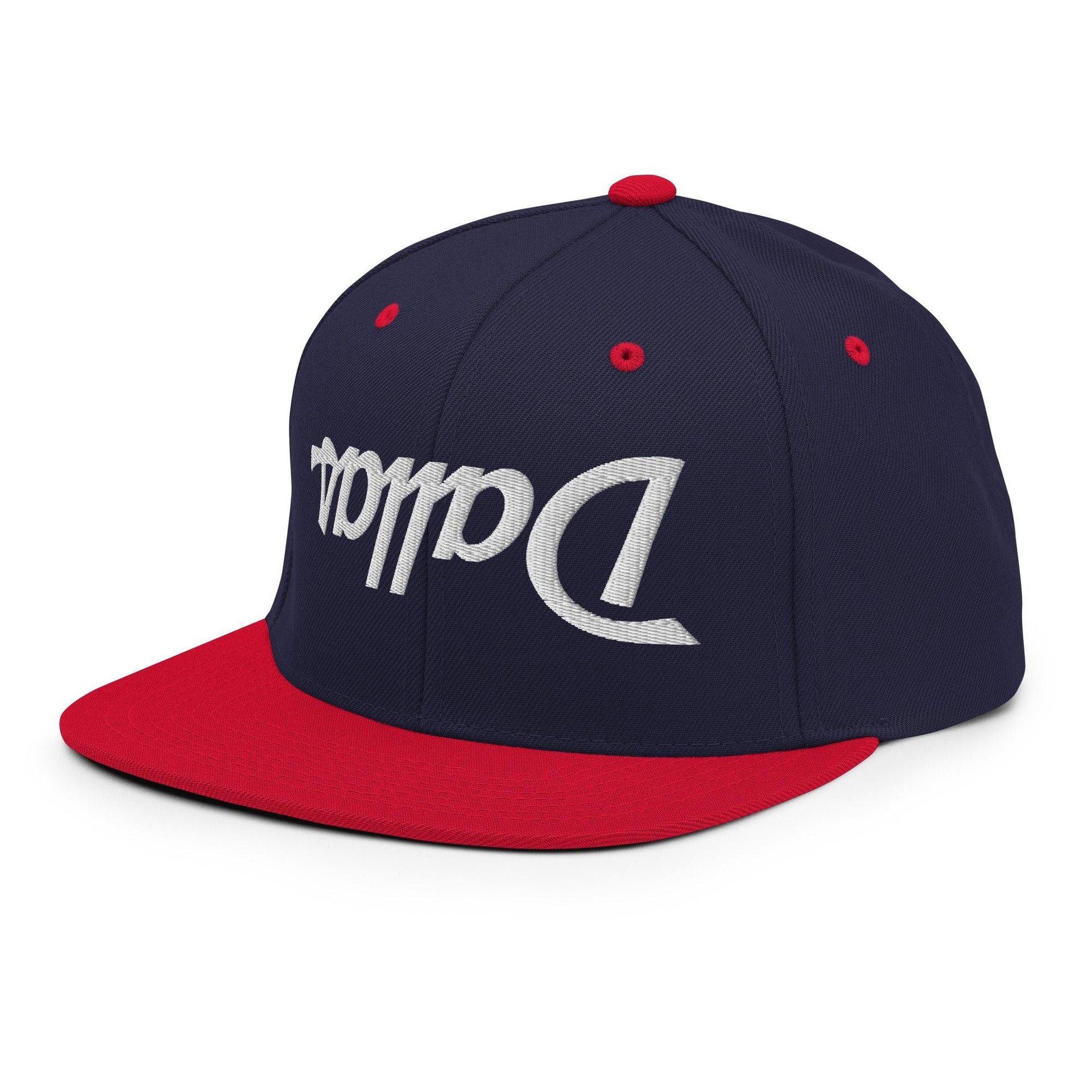 Upside Down Dallas Vintage Sports Script Flat Bill Brim Snapback Hat Capital Crowns Dallas Snapback Hats TX