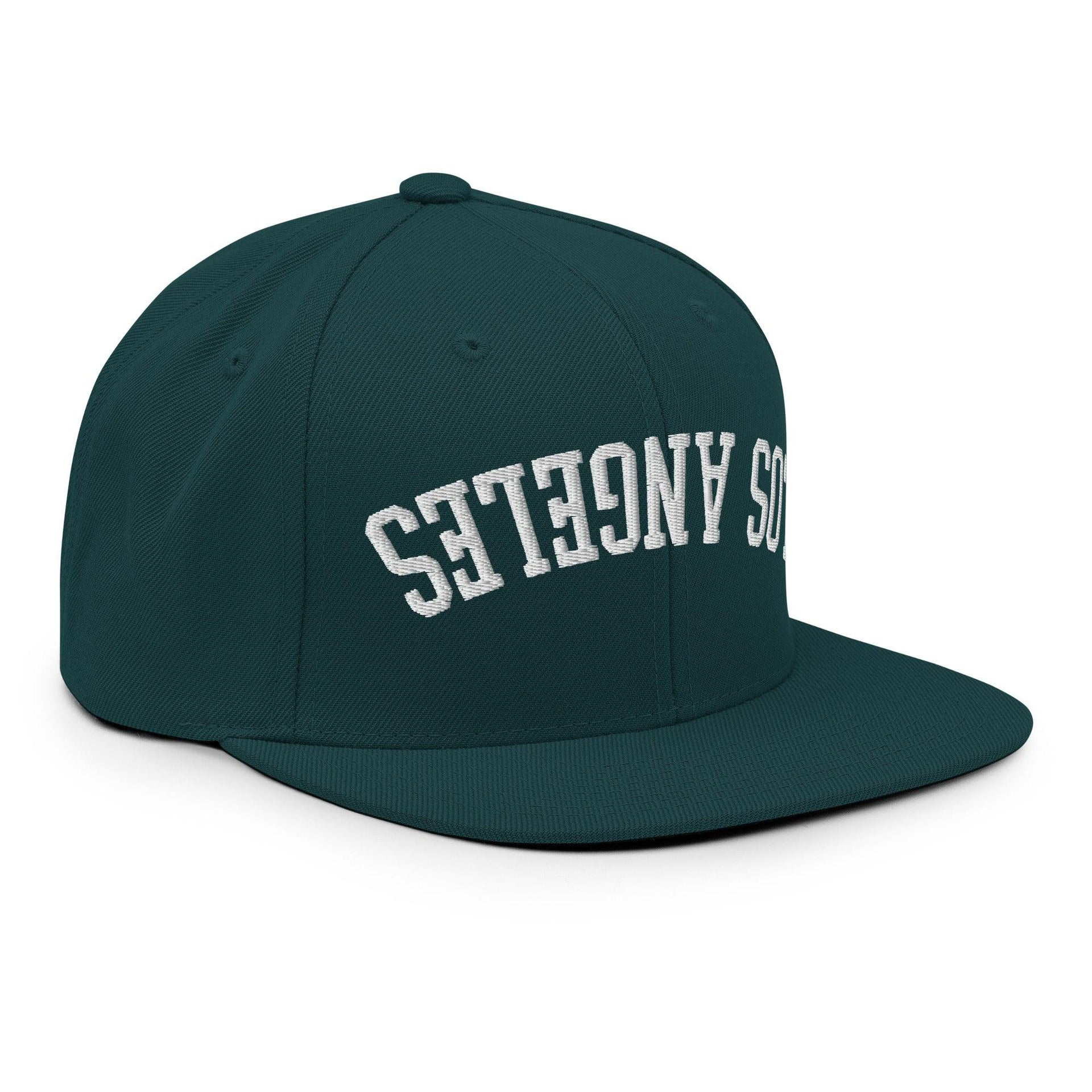 Upside Down LA Los Angeles Varsity Letterman Flat Bill Brim Snapback Hat CA Capital Crowns Los Angeles Snapback Hats