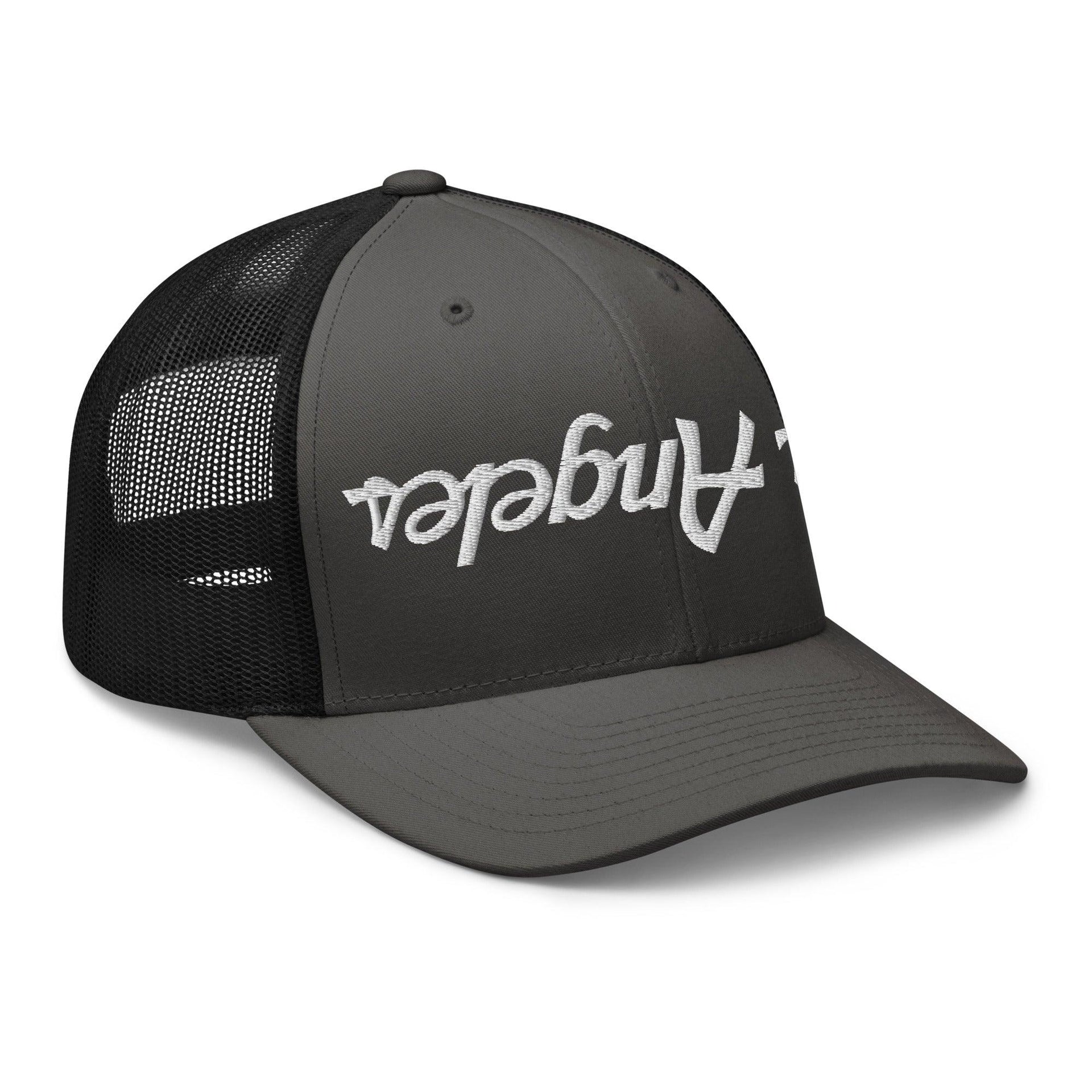 Upside Down Los Angeles LA Vintage Sports Script Embroidered Mesh Trucker Hat CA Capital Crowns Los Angeles Trucker Hats
