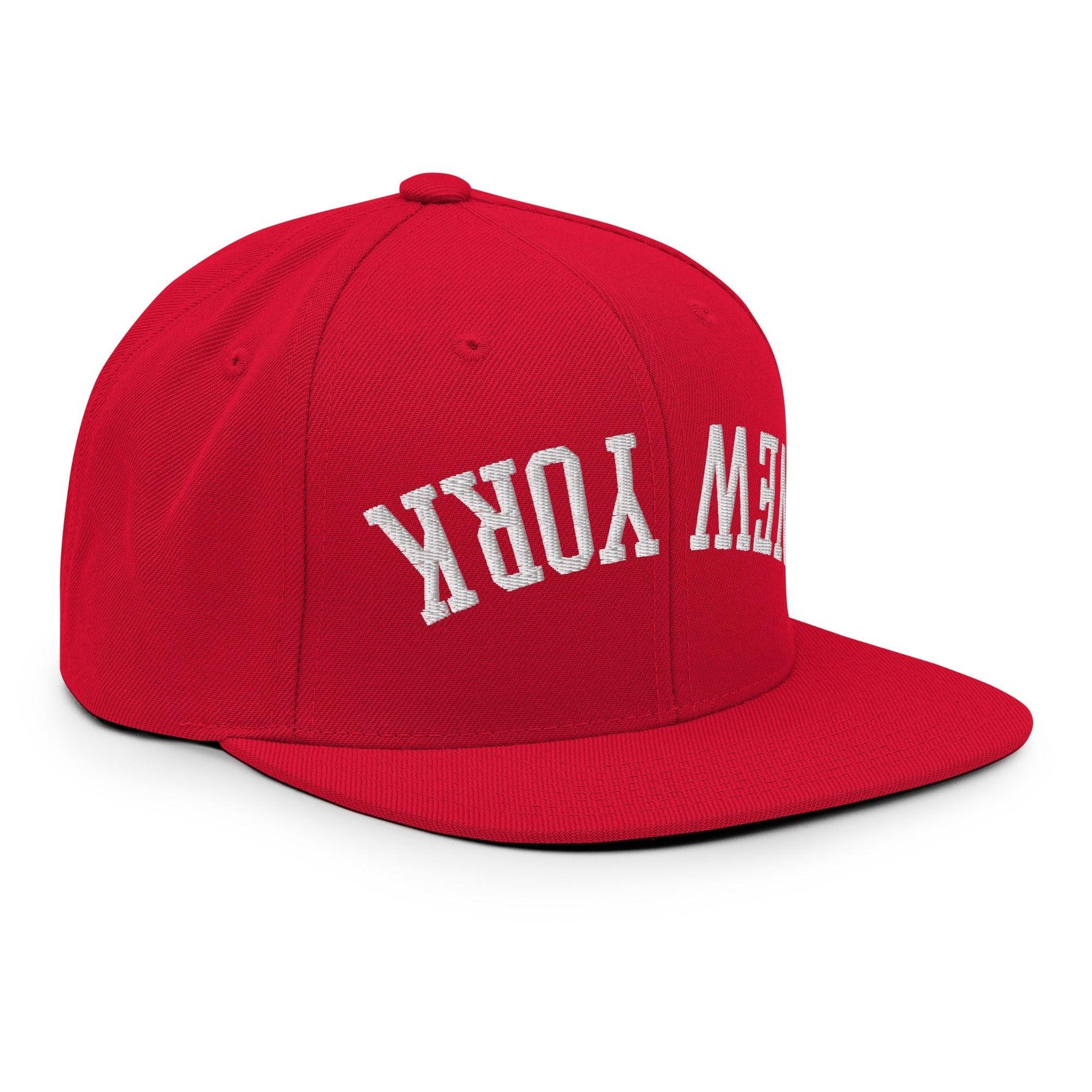 Upside Down New York Varsity Letterman Flat Bill Brim Snapback Hat Capital Crowns New York City NY NYC Snapback Hats