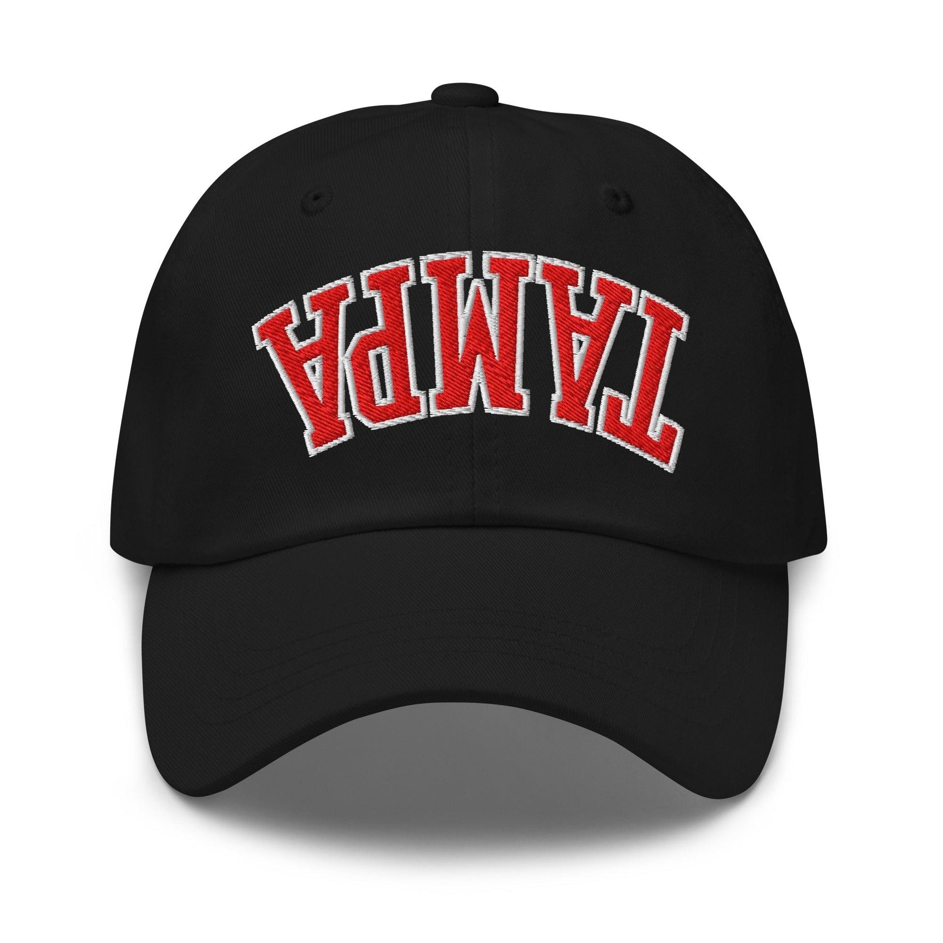 Upside Down Tampa Football Embroidered Dad Hat Black Capital Crowns Dad Hats FL Football Tampa
