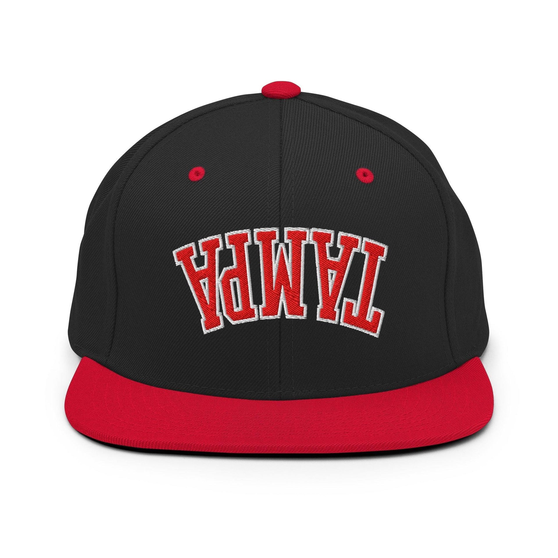 Upside Down Tampa Football Embroidered Flat Bill Brim Snapback Hat Black Red Capital Crowns FL Football Snapback Hats Tampa
