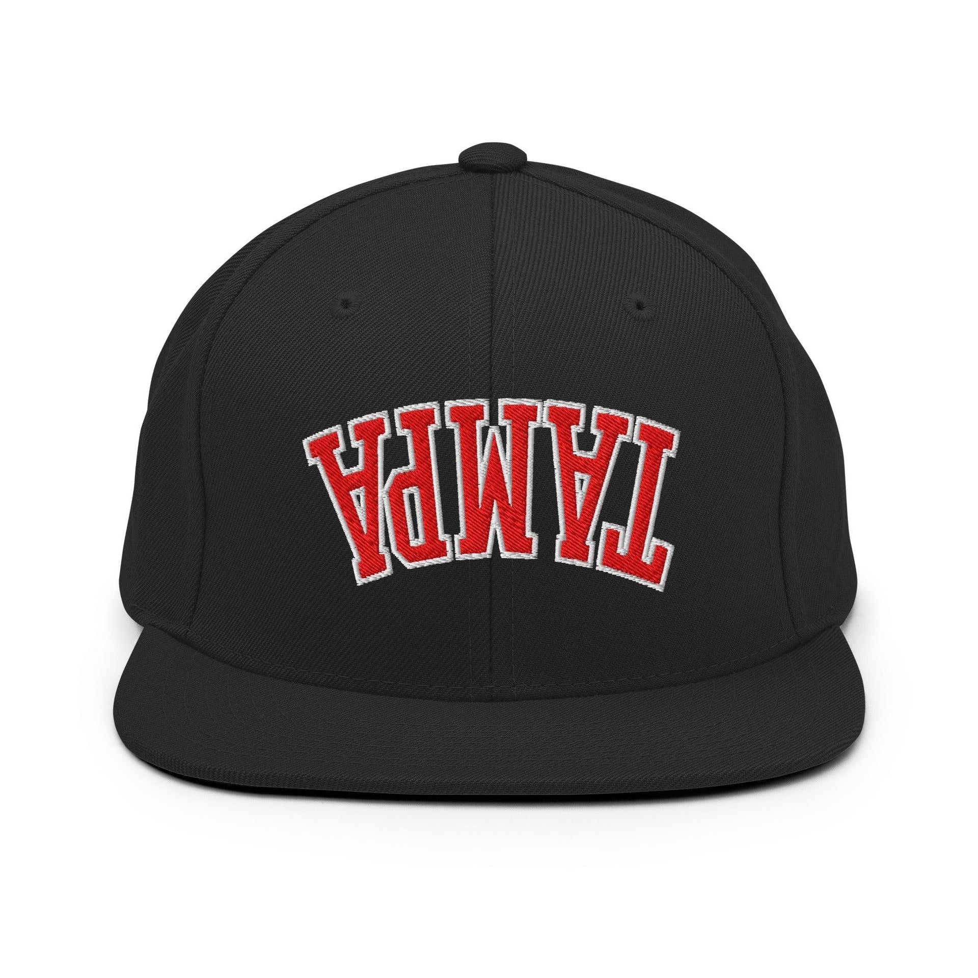 Upside Down Tampa Football Embroidered Flat Bill Brim Snapback Hat Black Capital Crowns FL Football Snapback Hats Tampa