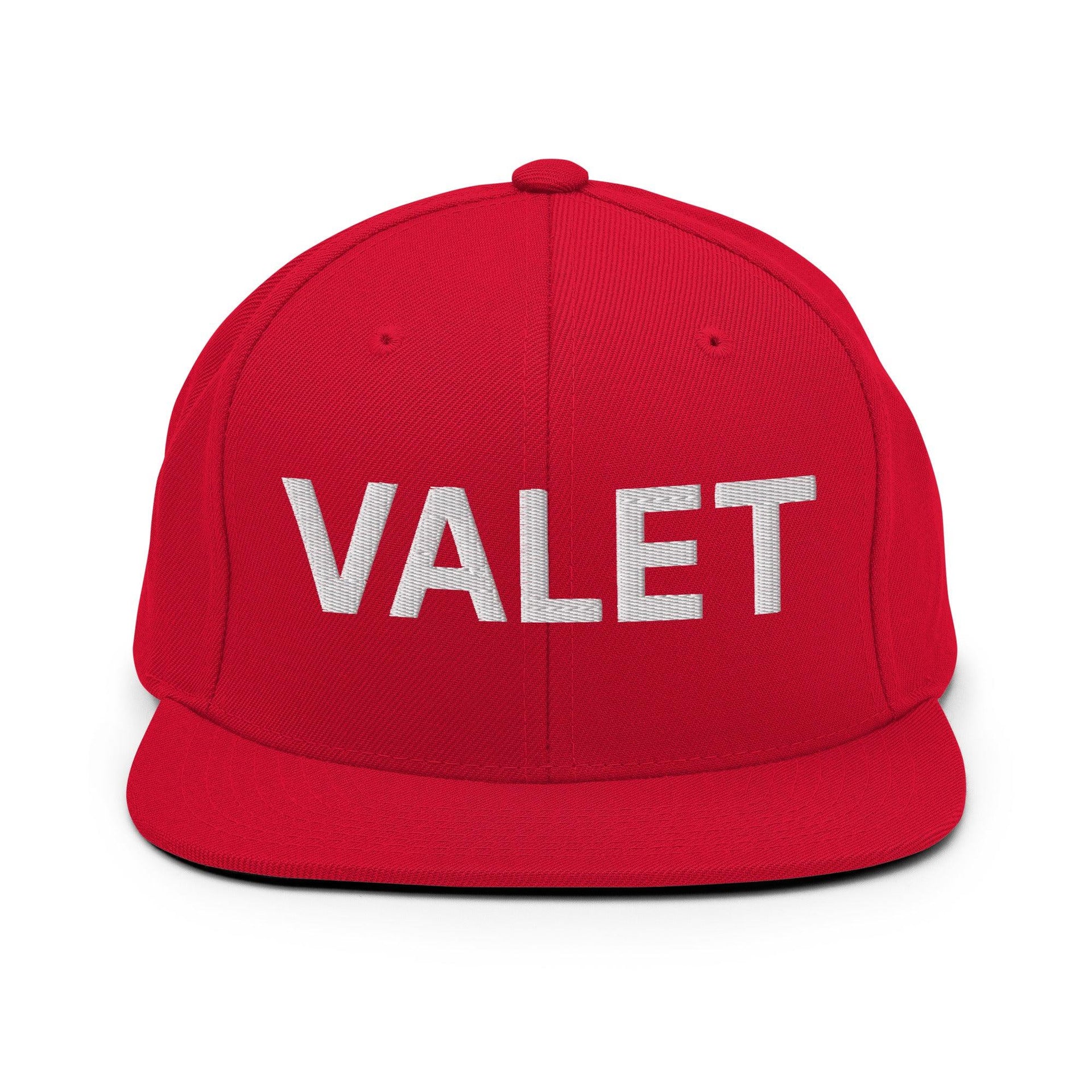 Valet Uniform Work Embroidered Flat Bill Brim Snapback Hat Red Capital Crowns Snapback Hats Work
