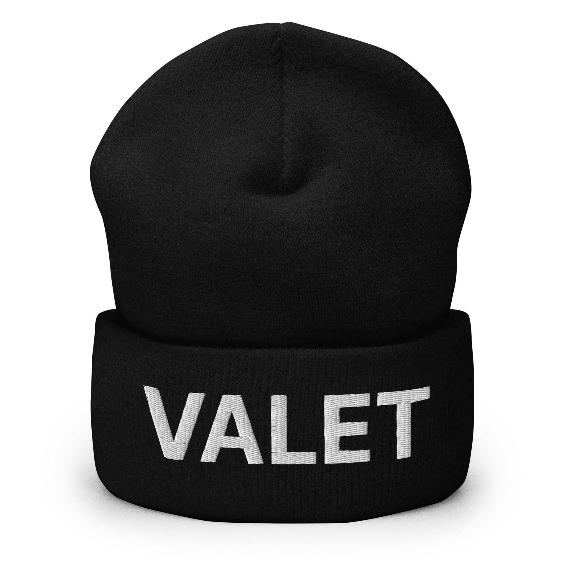 Valet Uniform Work Embroidered Knit Cuffed Beanie Black Beanies Capital Crowns Work