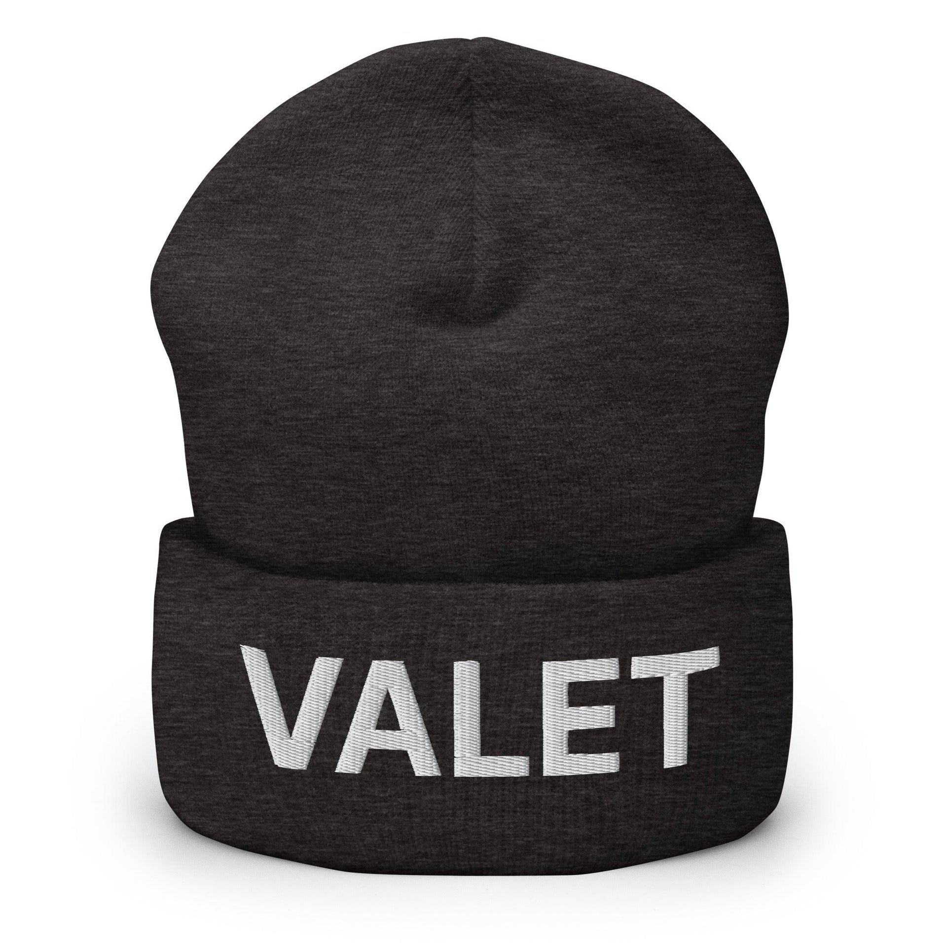Valet Uniform Work Embroidered Knit Cuffed Beanie Dark Grey Beanies Capital Crowns Work