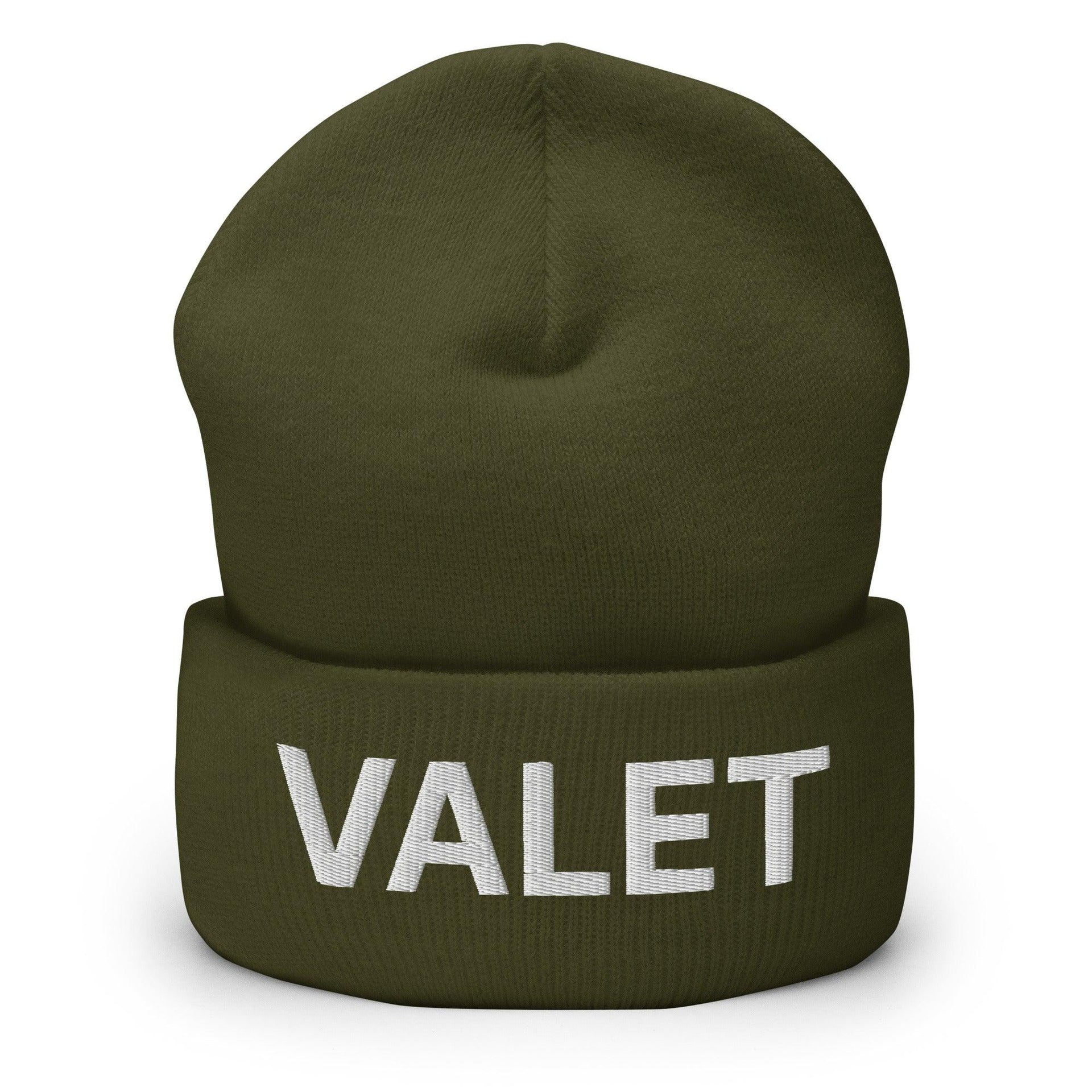 Valet Uniform Work Embroidered Knit Cuffed Beanie Olive Beanies Capital Crowns Work