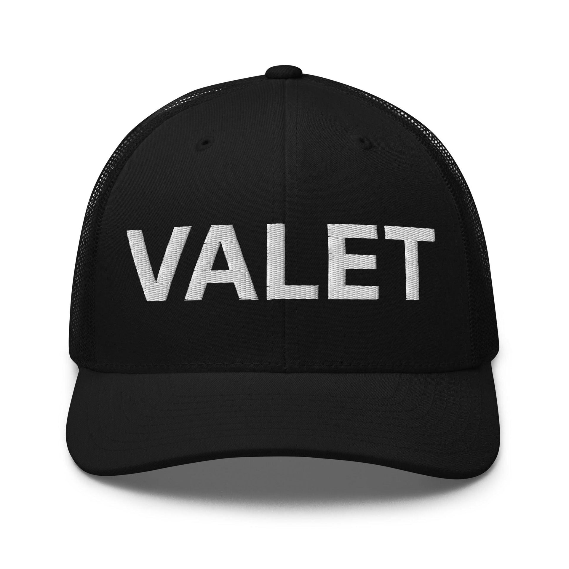 Valet Work Block Embroidered Mesh Trucker Hat Black Capital Crowns Trucker Hats Work