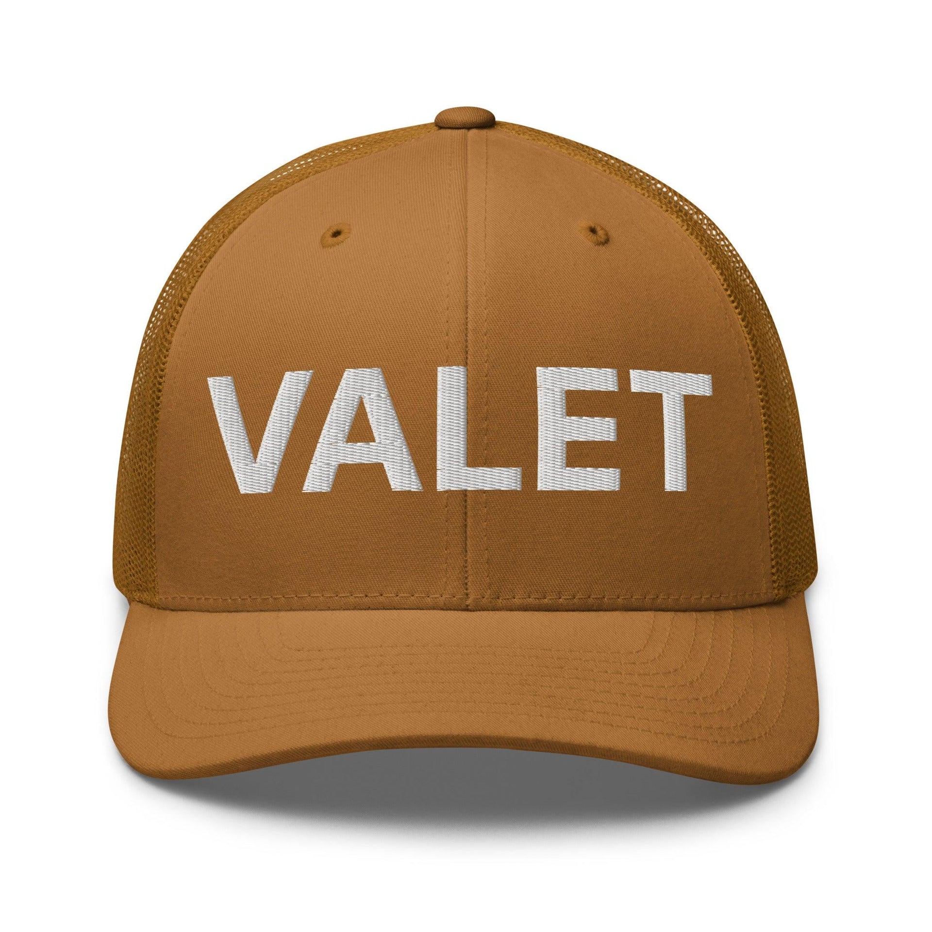 Valet Work Block Embroidered Mesh Trucker Hat Caramel Capital Crowns Trucker Hats Work