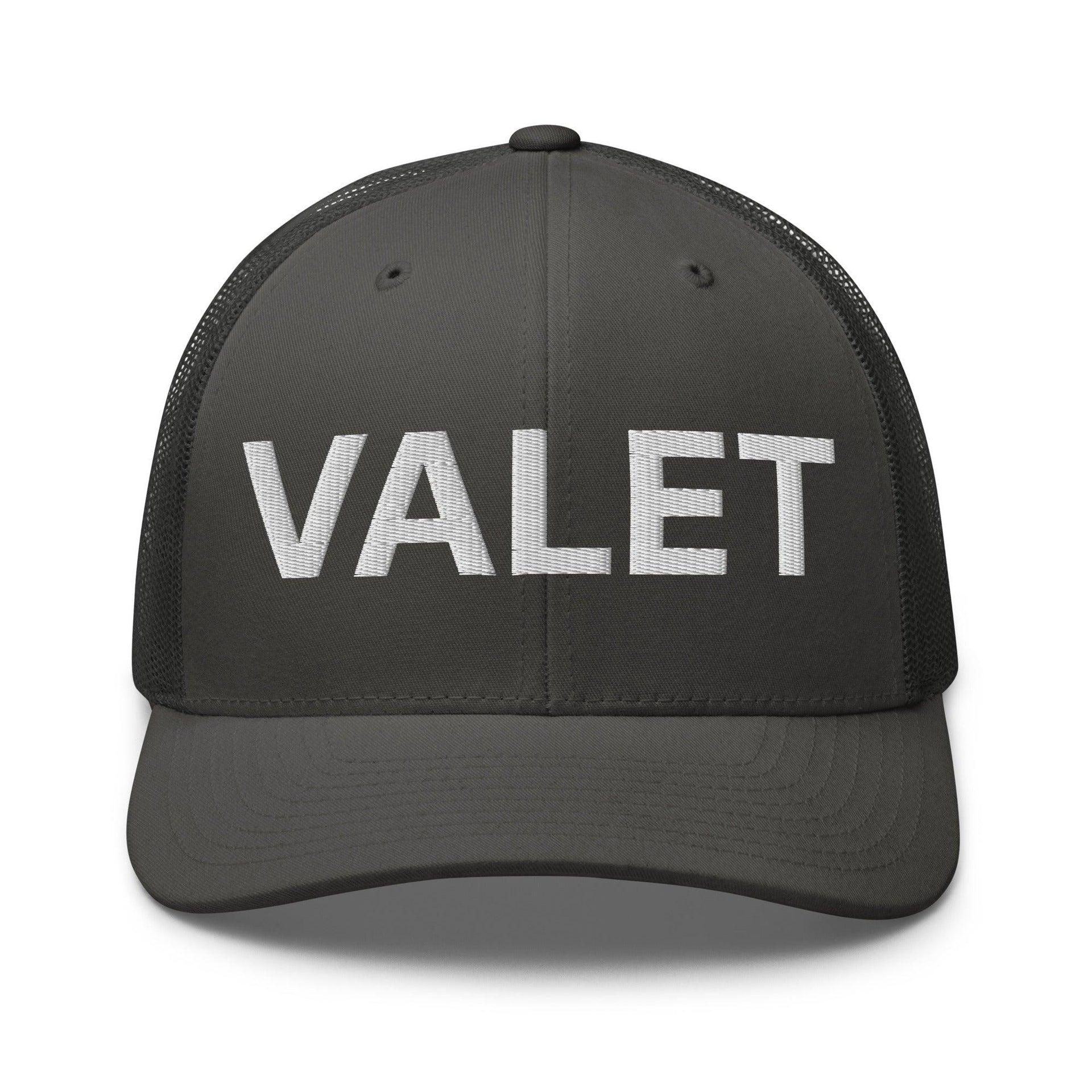 Valet Work Block Embroidered Mesh Trucker Hat Charcoal Capital Crowns Trucker Hats Work