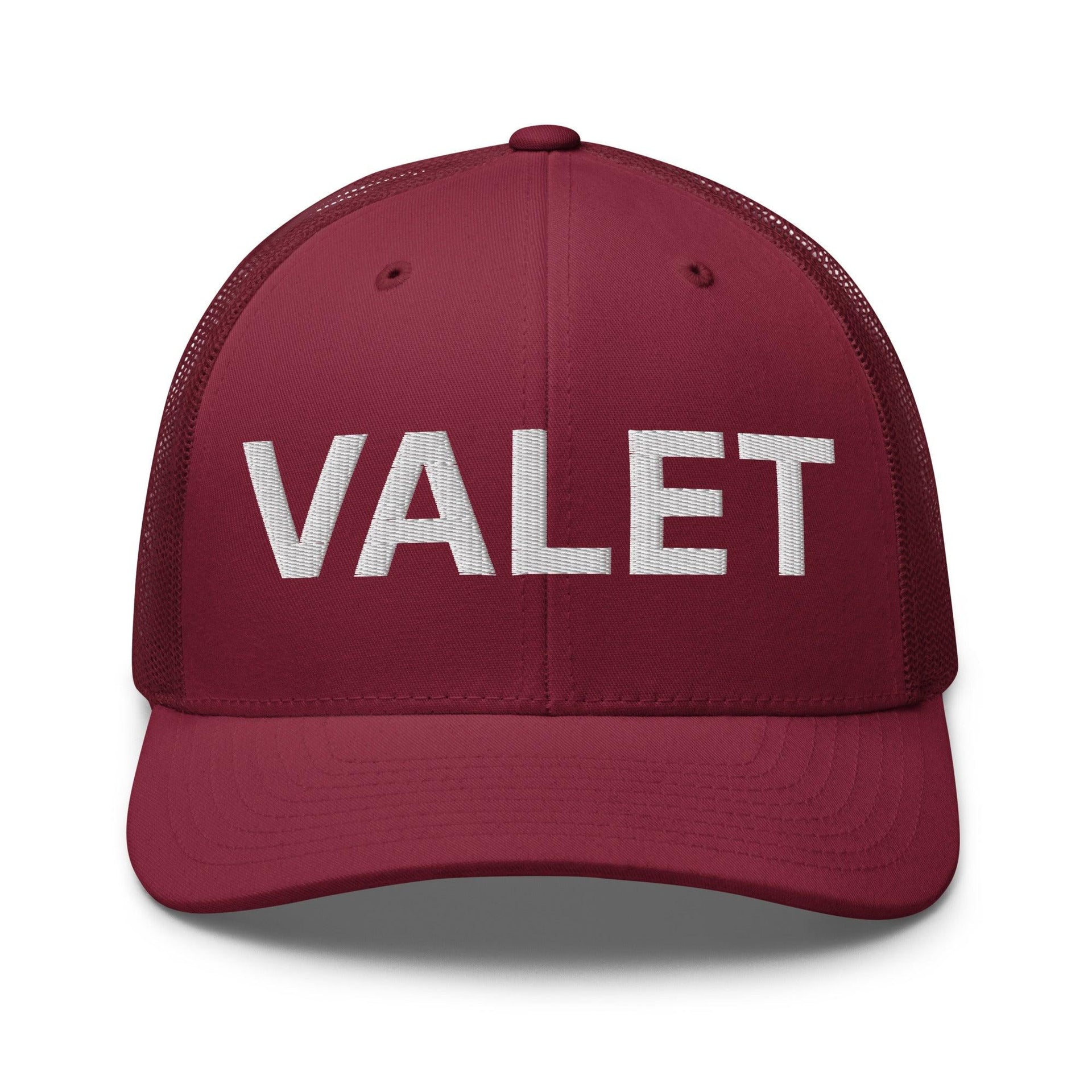 Valet Work Block Embroidered Mesh Trucker Hat Cranberry Capital Crowns Trucker Hats Work