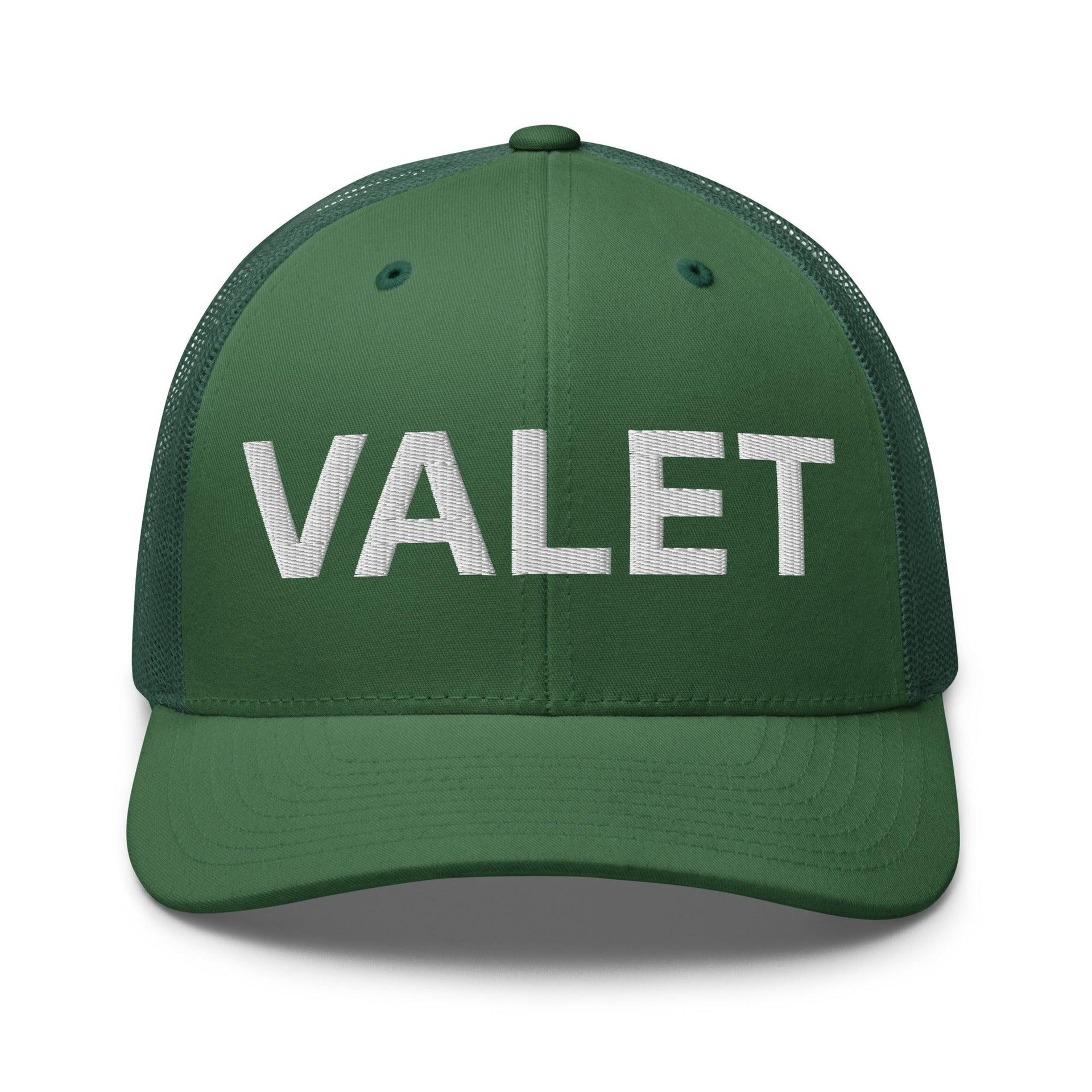Valet Work Block Embroidered Mesh Trucker Hat Evergreen Capital Crowns Trucker Hats Work