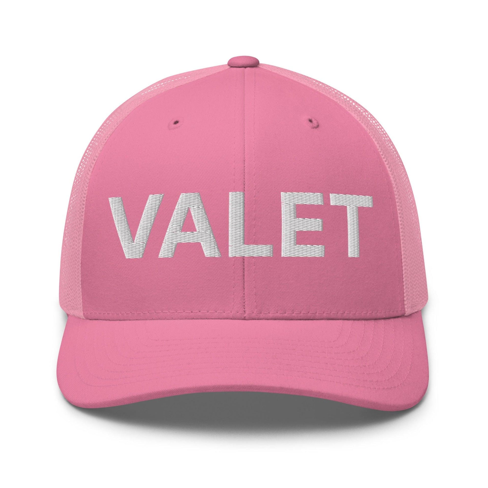 Valet Work Block Embroidered Mesh Trucker Hat Pink Capital Crowns Trucker Hats Work
