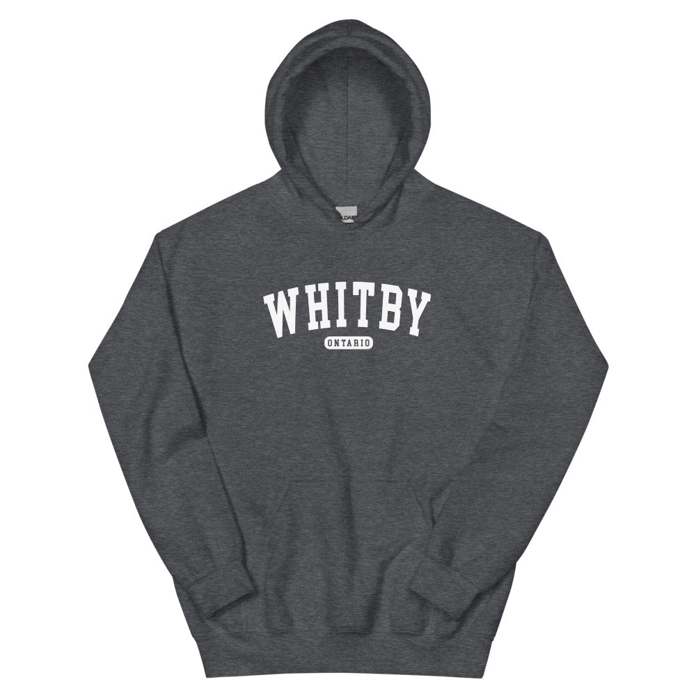 Whitby ON College Hoodie Dark Heather Canadian City Apparel