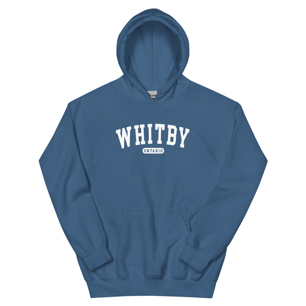 Whitby ON College Hoodie Indigo Blue Canadian City Apparel