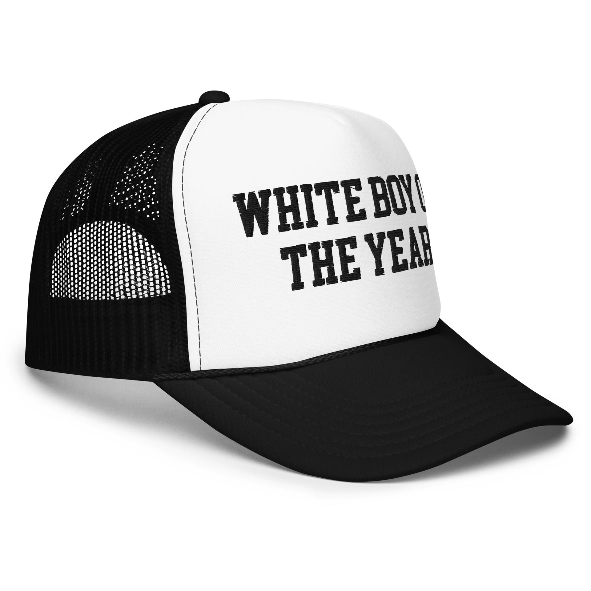 White Boy of the Year Embroidered Foam Trucker Hat Capital Crowns Funny LADs Trucker Hats