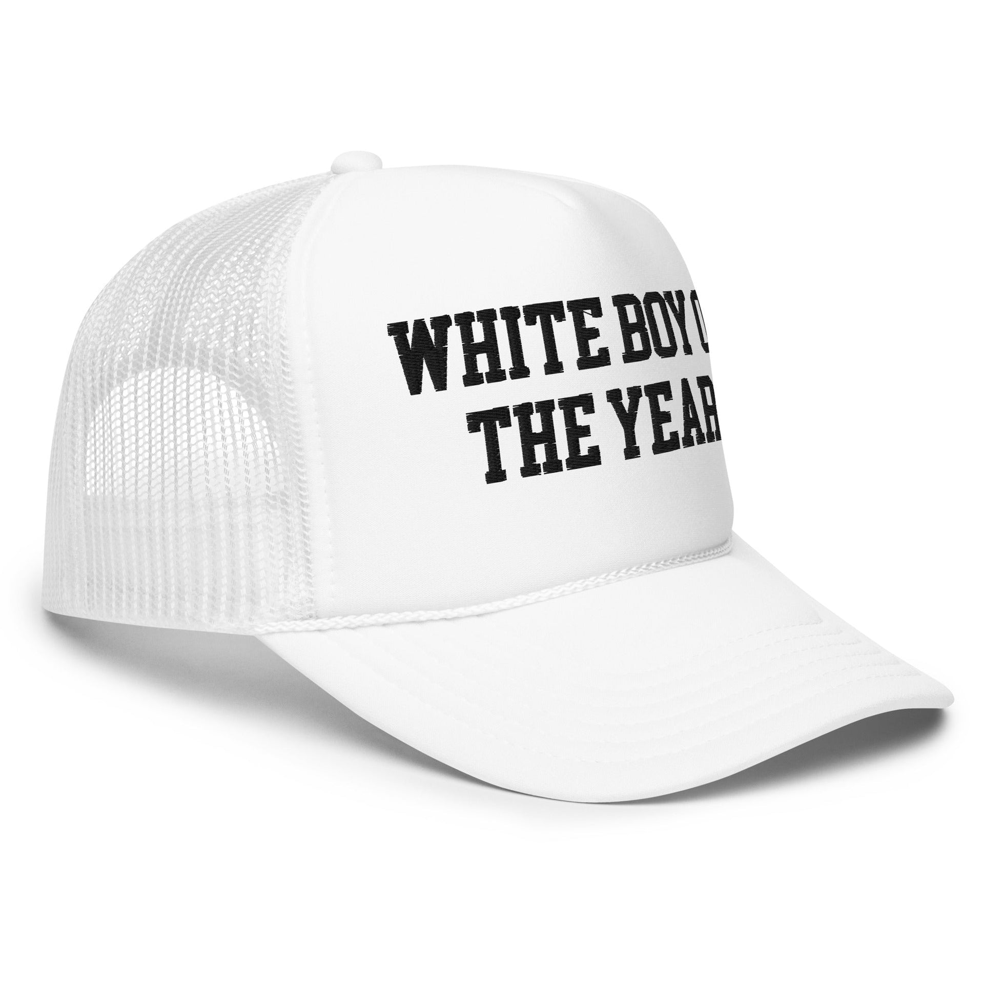 White Boy of the Year Embroidered Foam Trucker Hat Capital Crowns Funny LADs Trucker Hats