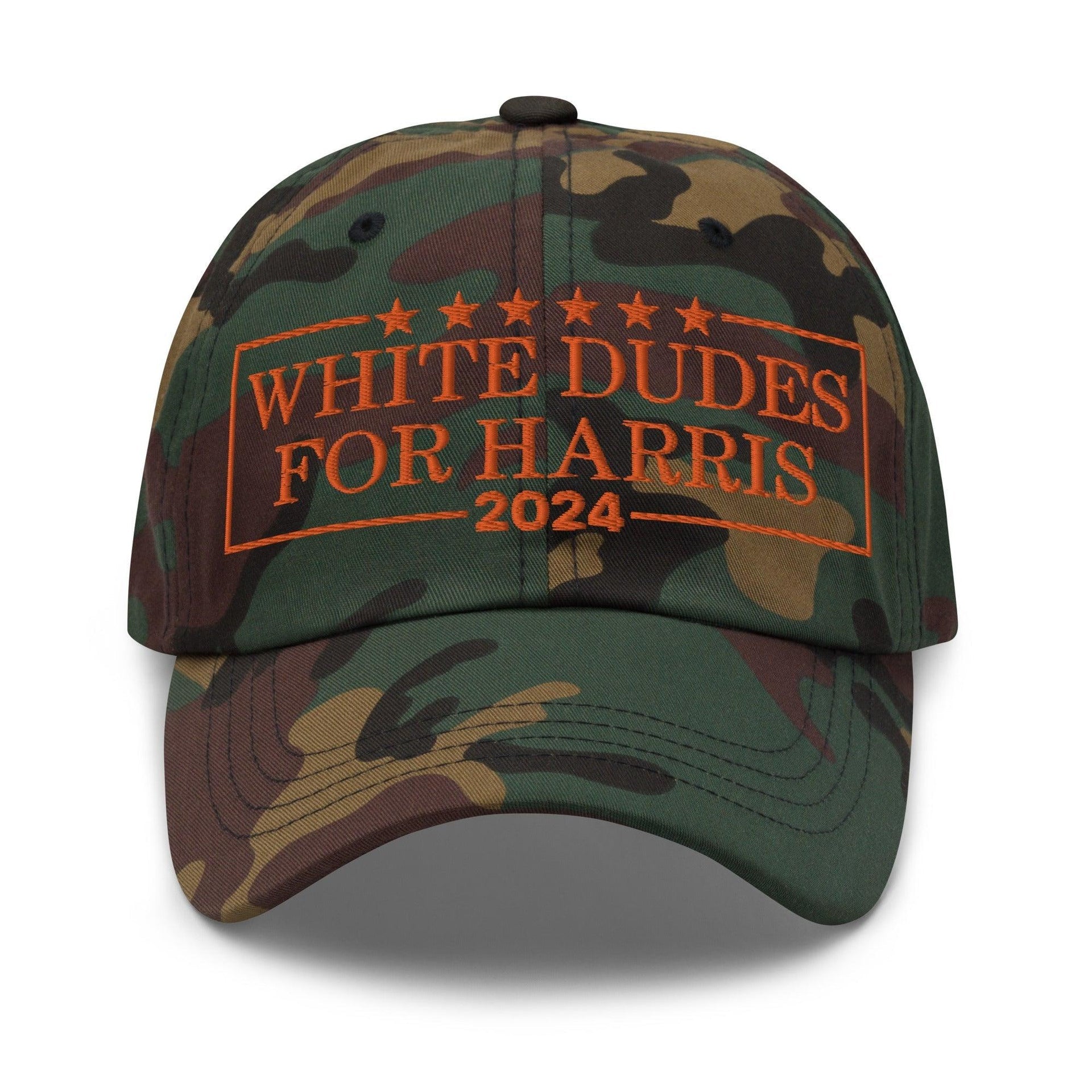 White Dudes for Harris 2024 Embroidered Orange Camo Dad Hat Default Title Capital Crowns Dad Hats LADs Liberal Orange Camo