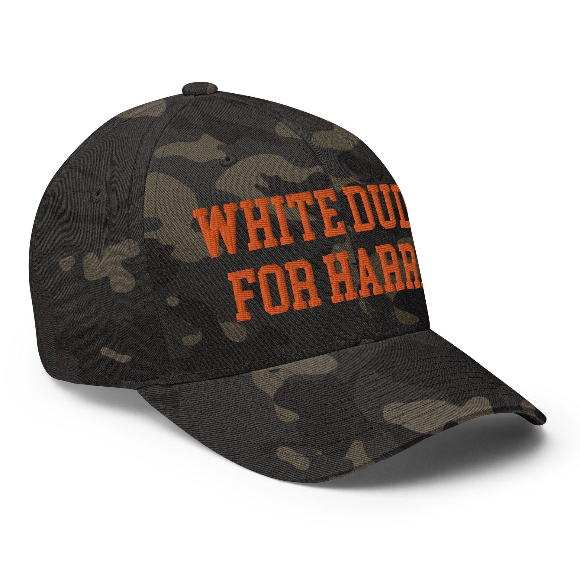 White Dudes for Harris Embroidered Stretch Fit Baseball Hat Orange Camo Capital Crowns LADs Liberal Orange Camo Stretch Fit