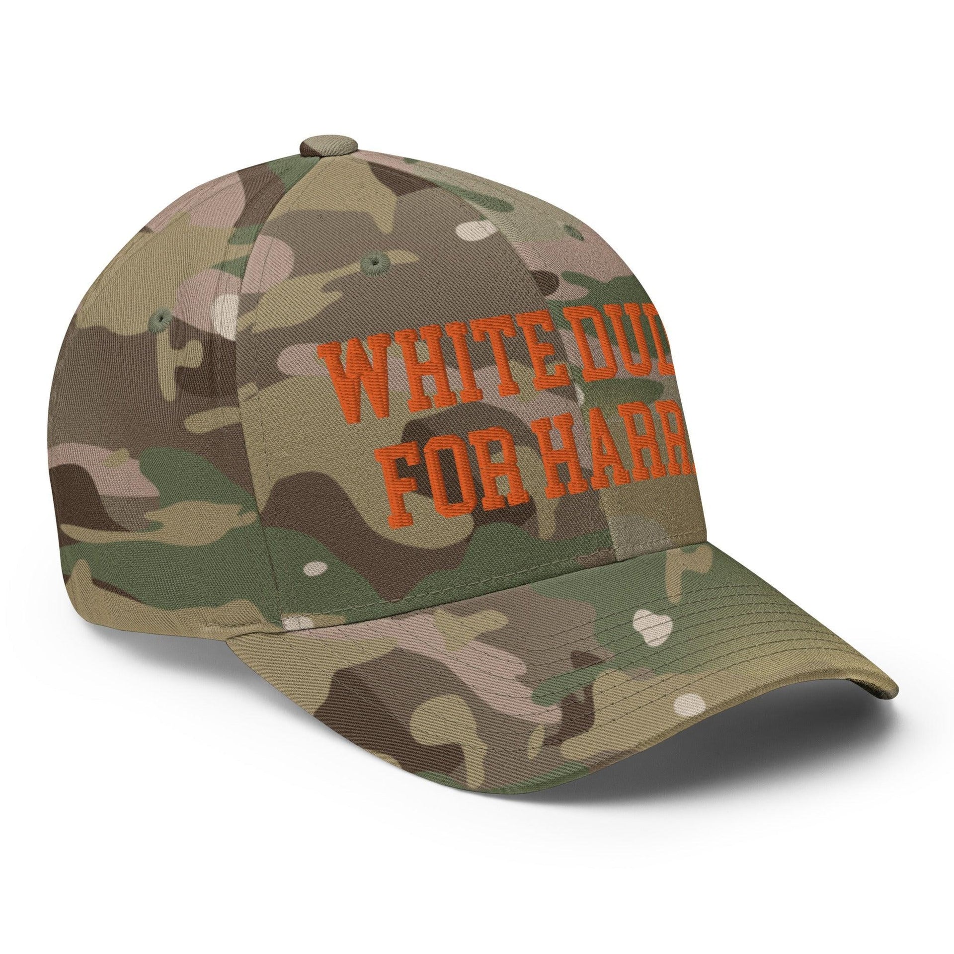 White Dudes for Harris Embroidered Stretch Fit Baseball Hat Orange Camo Capital Crowns LADs Liberal Orange Camo Stretch Fit