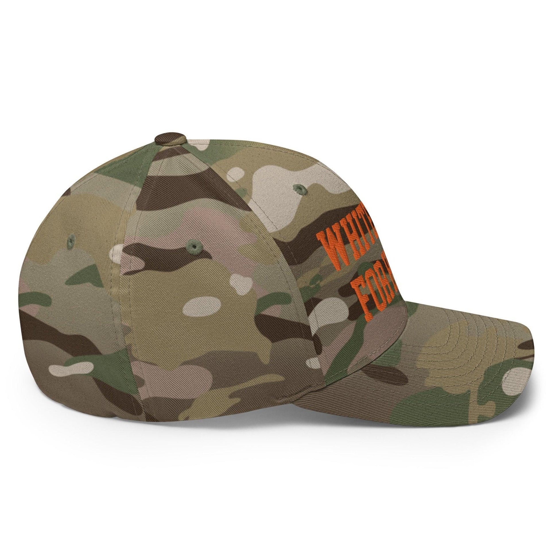 White Dudes for Harris Embroidered Stretch Fit Baseball Hat Orange Camo Capital Crowns LADs Liberal Orange Camo Stretch Fit
