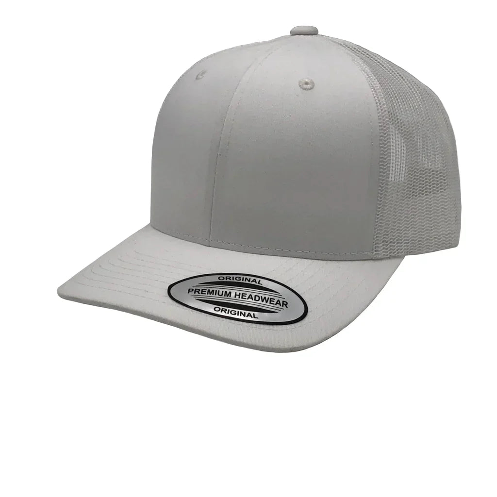 GNV-6606T - Premium Trucker Mesh Cap White White ONE SIZE 6 PANELS CAP COTTON / POLYESTER CURVE headwear MESH mid profile nissi caps SNAPBACK STRUCTURED TRUCKER MESH UNISEX