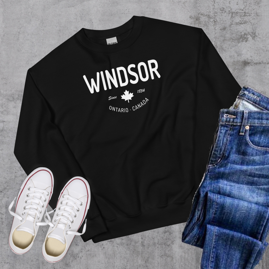 Windsor since 1854 Crewneck Black Canadian City Apparel