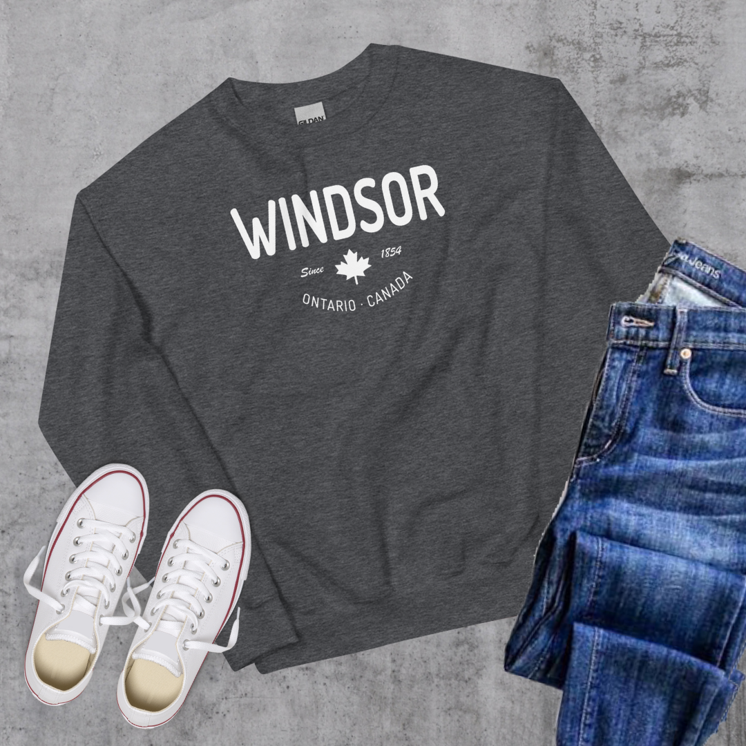 Windsor since 1854 Crewneck Dark Heather Canadian City Apparel