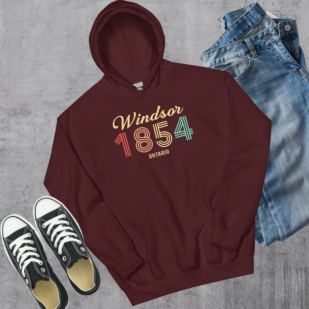 Windsor Vintage Hoodie Maroon Canadian City Apparel