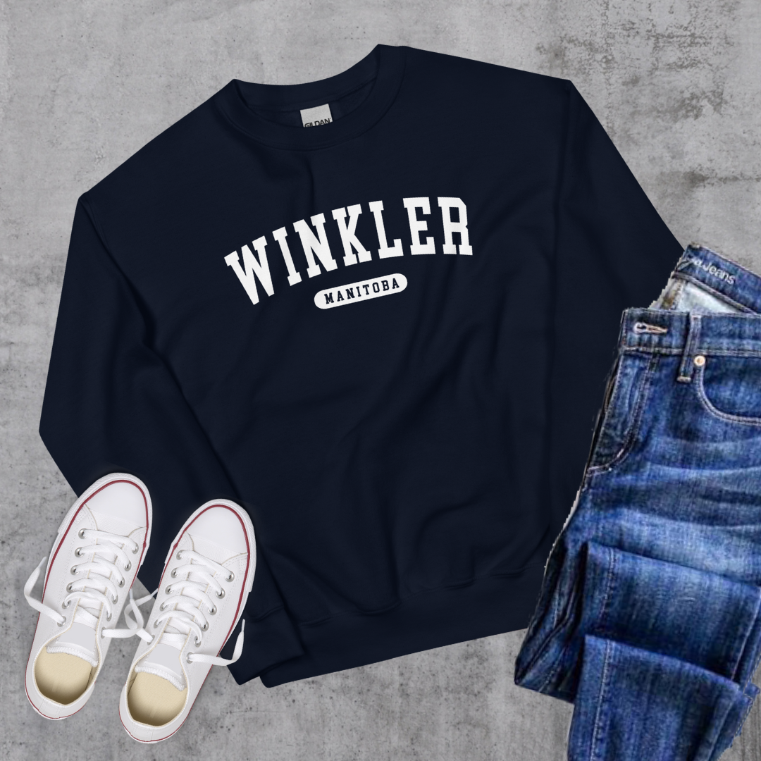 Winkler College Crewneck Navy Canadian City Apparel