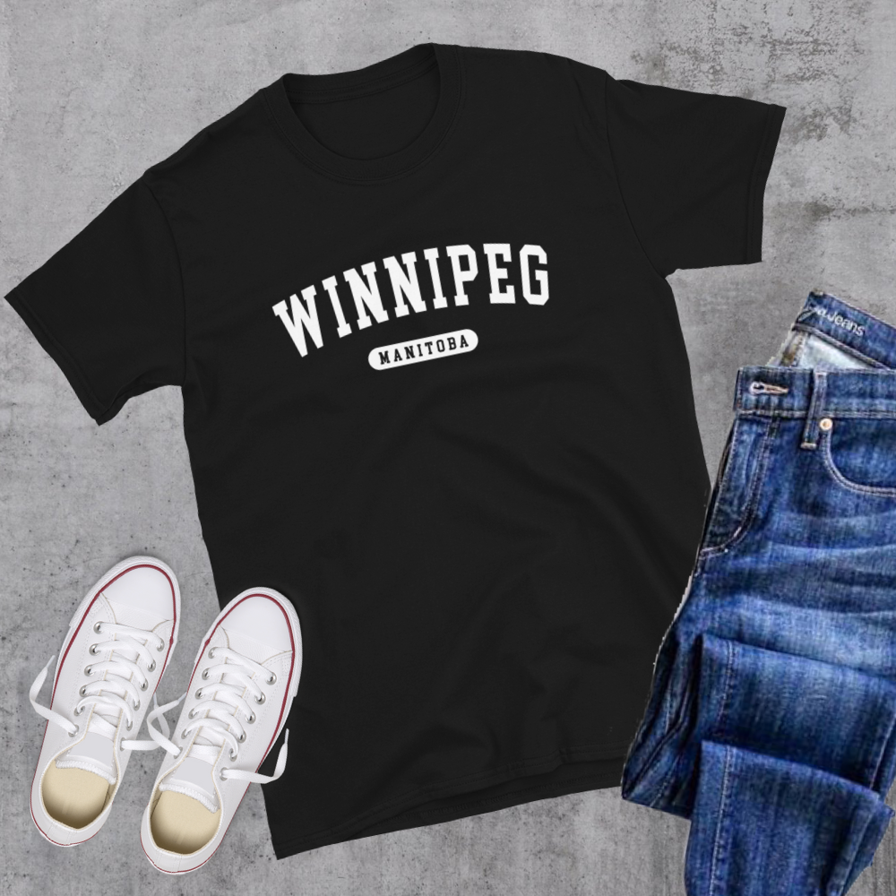 Winnipeg College Tee Black Canadian City Apparel