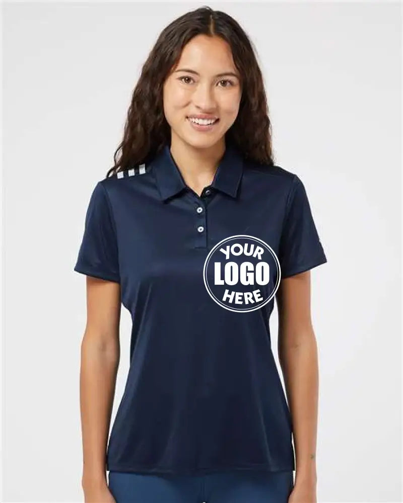 Women's 3-Stripes Shoulder Polo Collegiate Navy White Adidas Sport Shirts