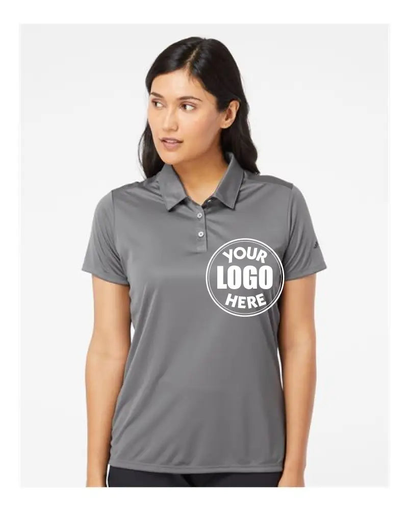 Women's 3-Stripes Shoulder Polo Grey Five Black Adidas Sport Shirts