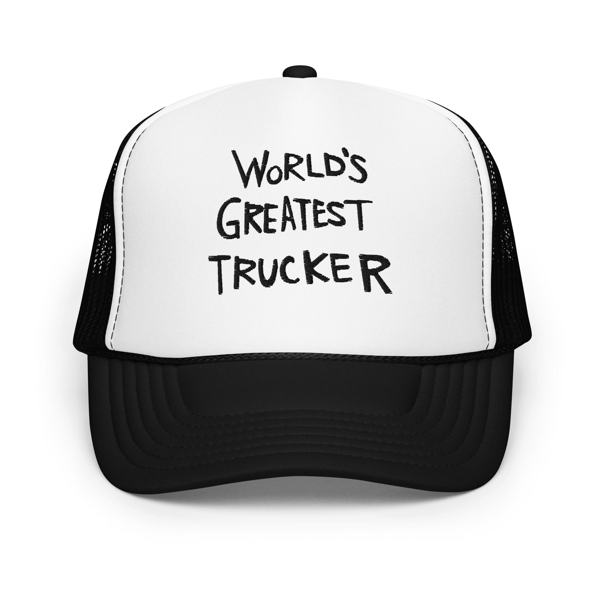 World's Greatest Trucker Regular Show Embroidered Foam Trucker Hat Black White Black Capital Crowns Funny Trucker Hats